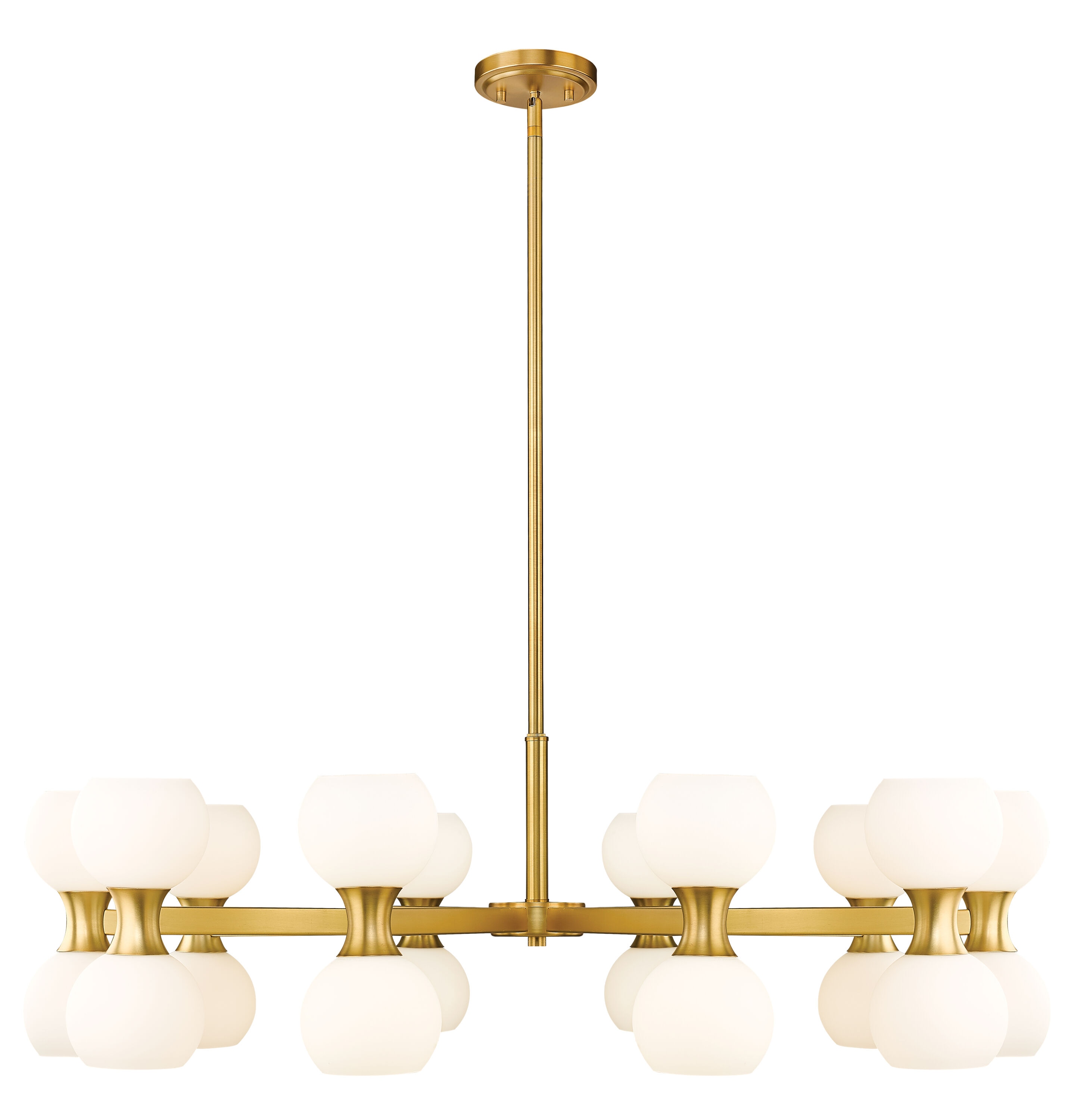 Artemis 42'' Gold Chandelier with Opal Glass Shades