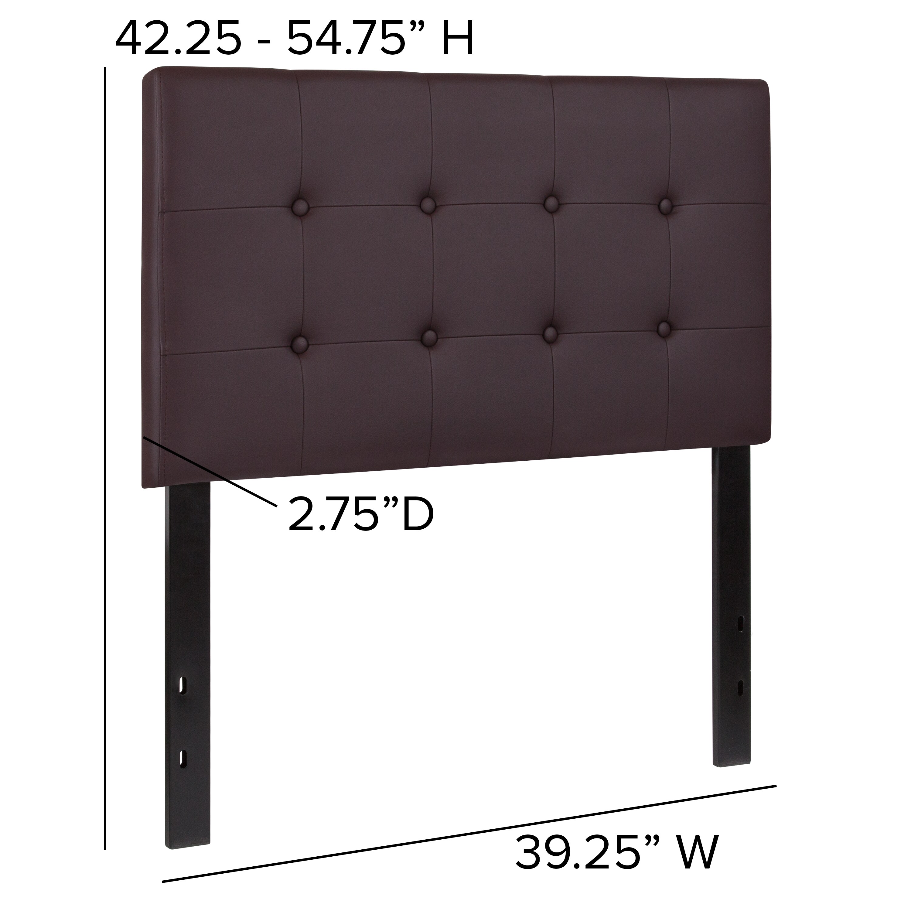Flash Furniture Lennox Brown Twin Vinyl Upholstered Headboard at Lowes.com