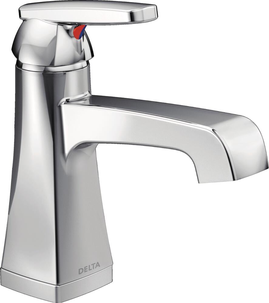 Delta 564-MPU-DST Ashlyn Chrome Single hole 1-handle WaterSense Mid-arc Residential Handle Bathroom Sink Faucet with Drain with Deck Plate