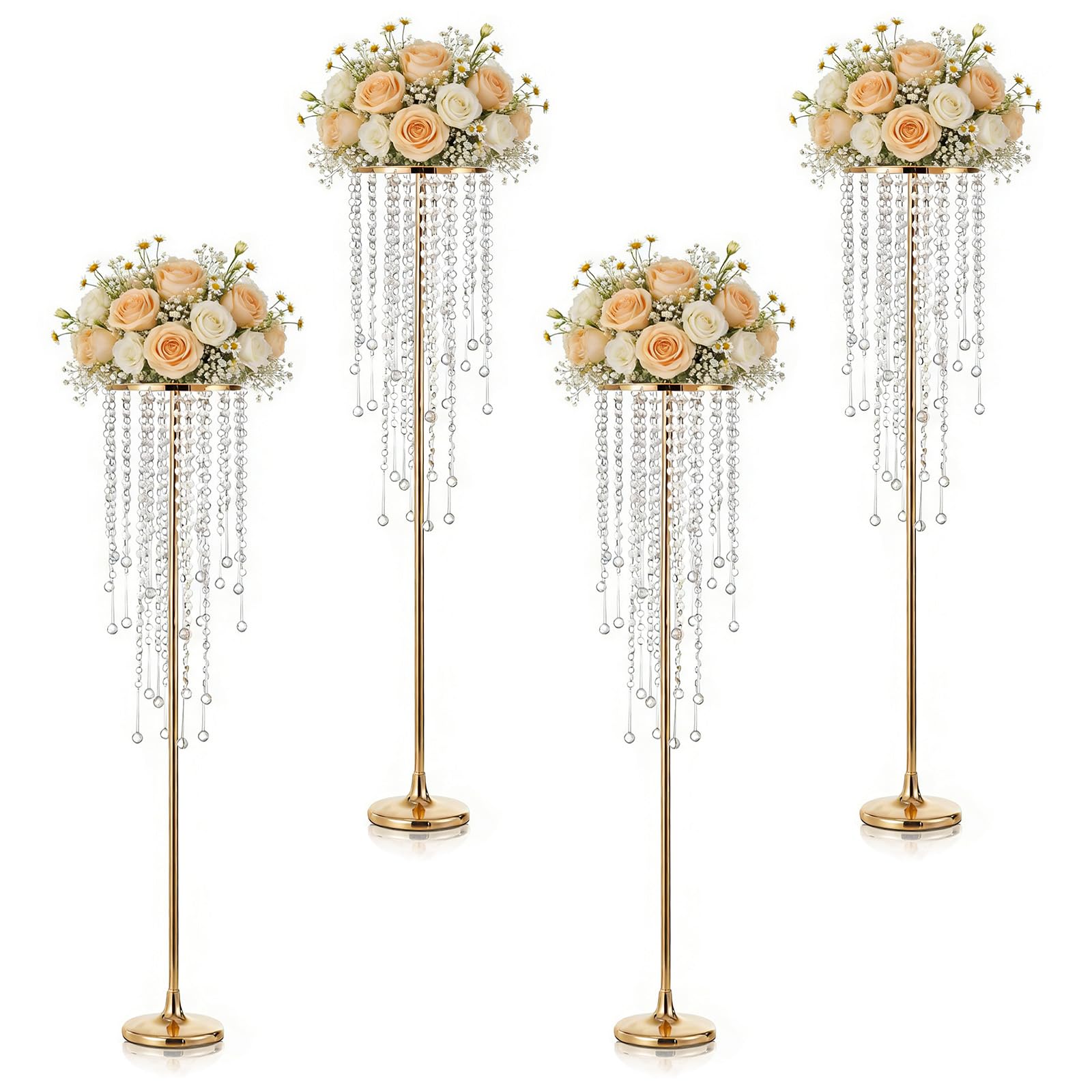 Garvee 7.9-in x 39.4-in Gold Metal LED light Outdoor Decorative Lantern ...