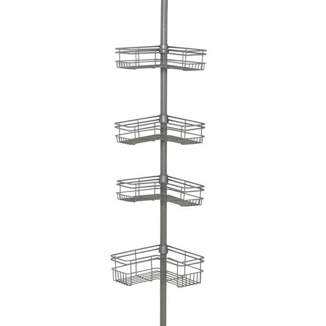 Zenith 97-in H Steel Satin Nickel Tension Pole Freestanding Shower Caddy Zenith 97-in H Steel Satin Nickel Tension Pole Freestanding Shower Caddy