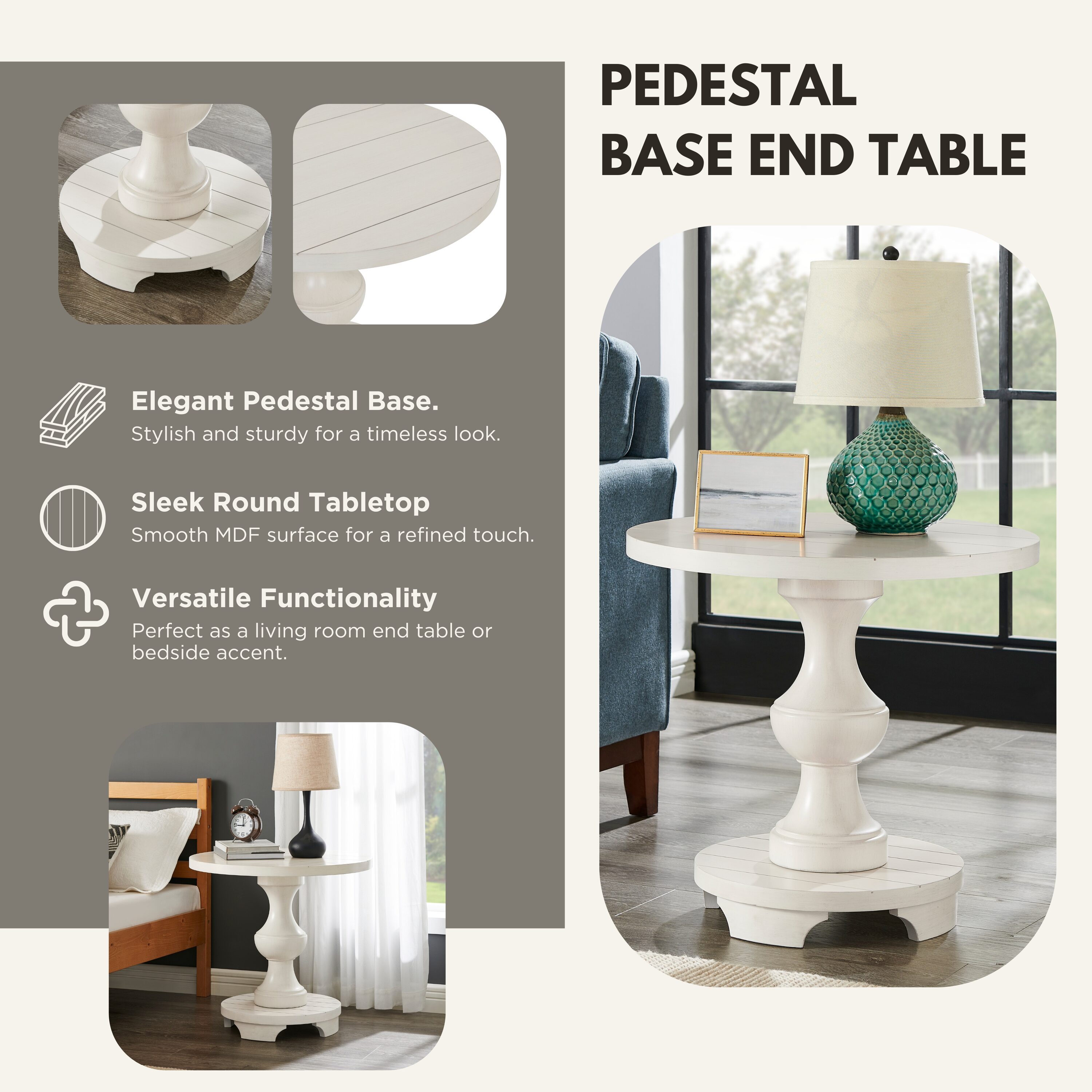 Roundhill Furniture OE0026WH End-Tables - View #4