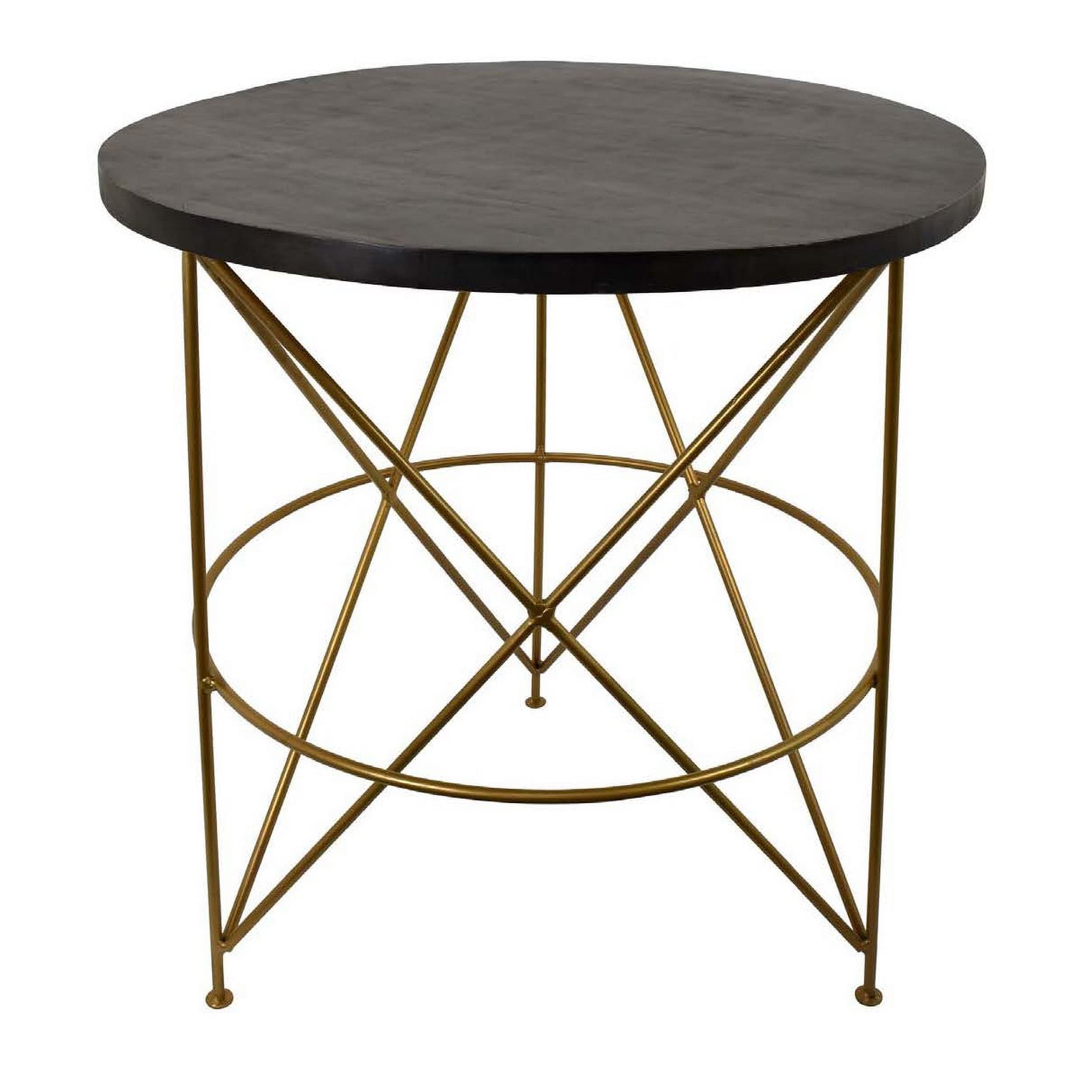 Benzara BM310138 23-Inches H x 21-Inches W Black, Gold Indoor/Outdoor Round Wood Plant Stand