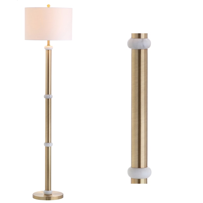 Brass Gold White Shaded Floor Lamp, Jonathan Y Floor Lamp Gold