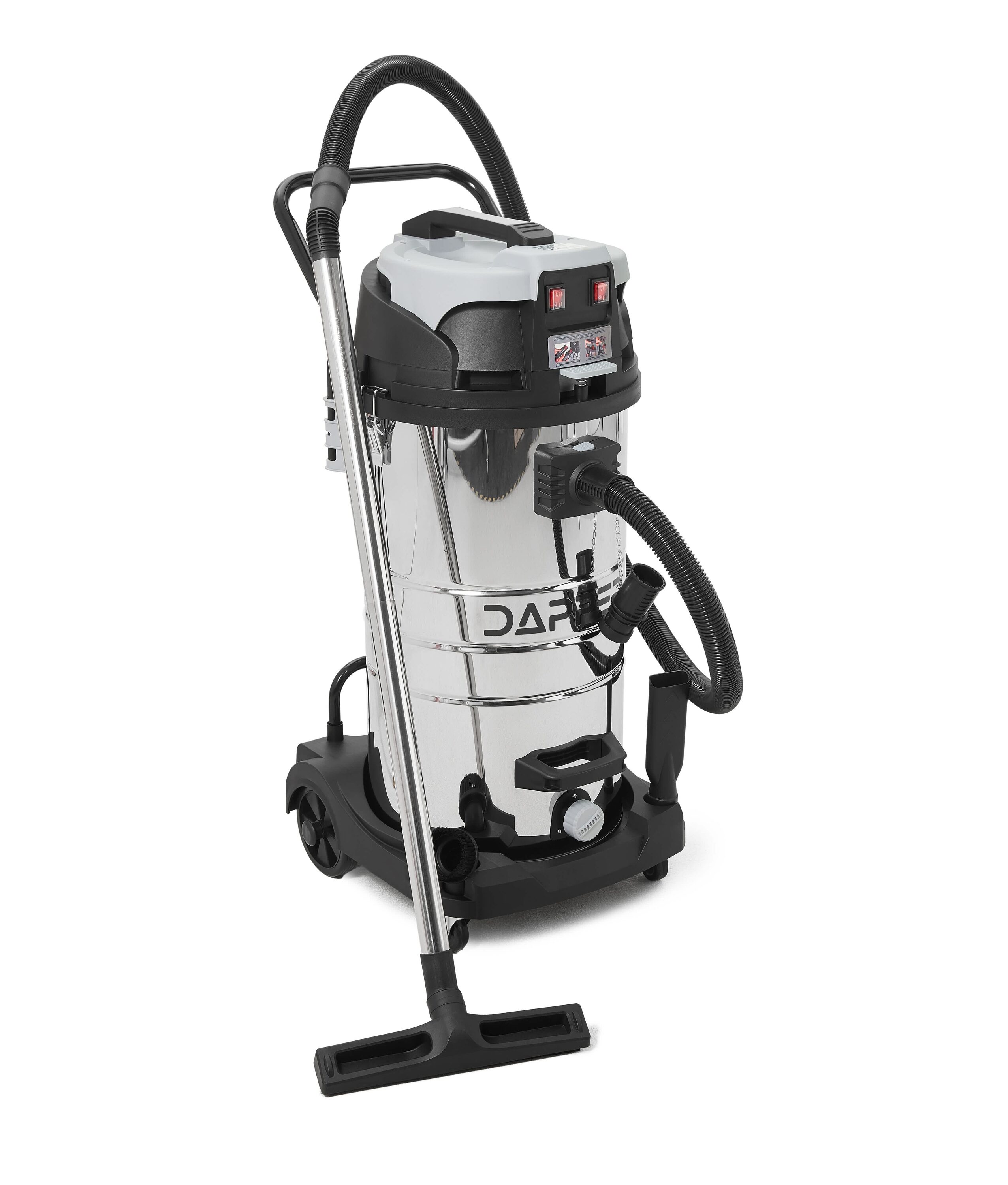 Dapper Supply 26.5 Gallon 11 Peak HP Wet/Dry Vacuum, Stainless Steel Tank, 2 in 1 Function Portable Shop Vacuum with Attachments, Built-in Drain Ideal for Jobsite, Garage & Workshop. #DP-CVC1122