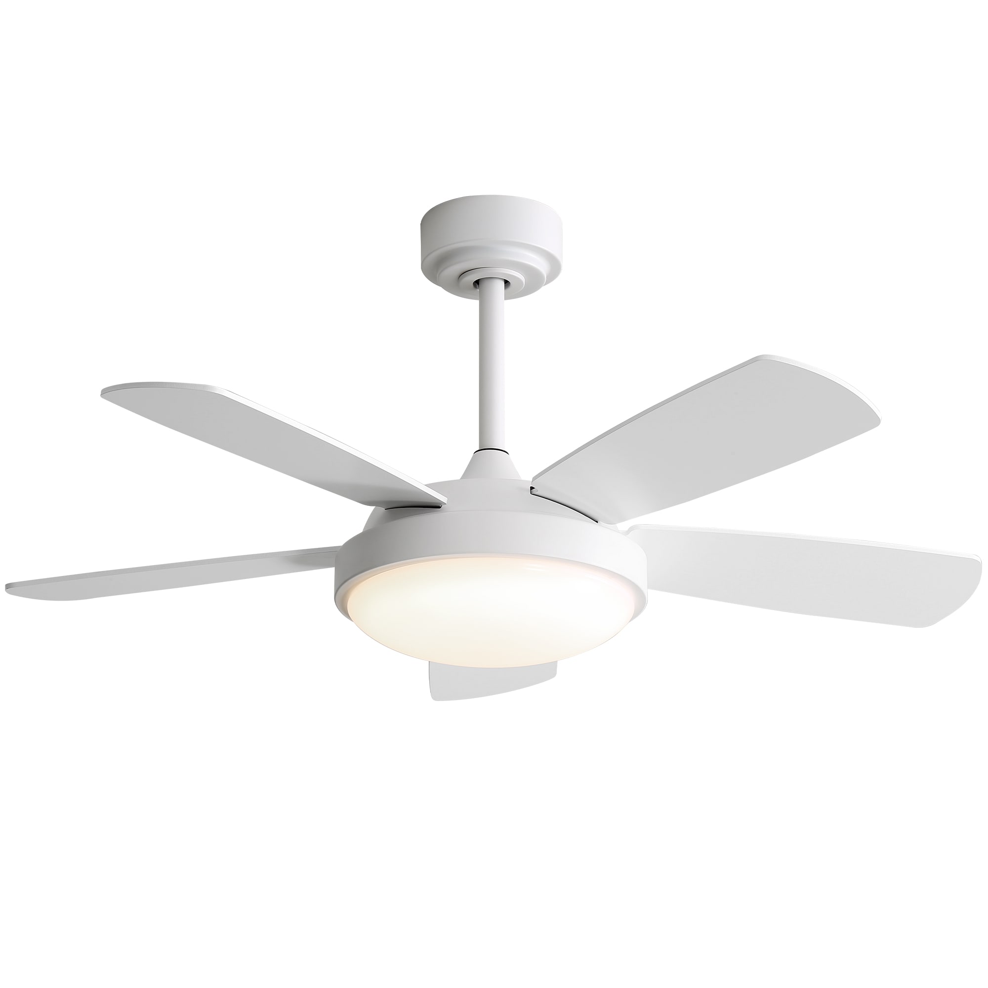 Clihome CL-KB93298 Flush Mount Ceiling Fans with LED Light 42-in Color-Changing Integrated LED Outdoor White with MDF white color Blades Propeller Ceiling Fan With Light 5 -Blade )