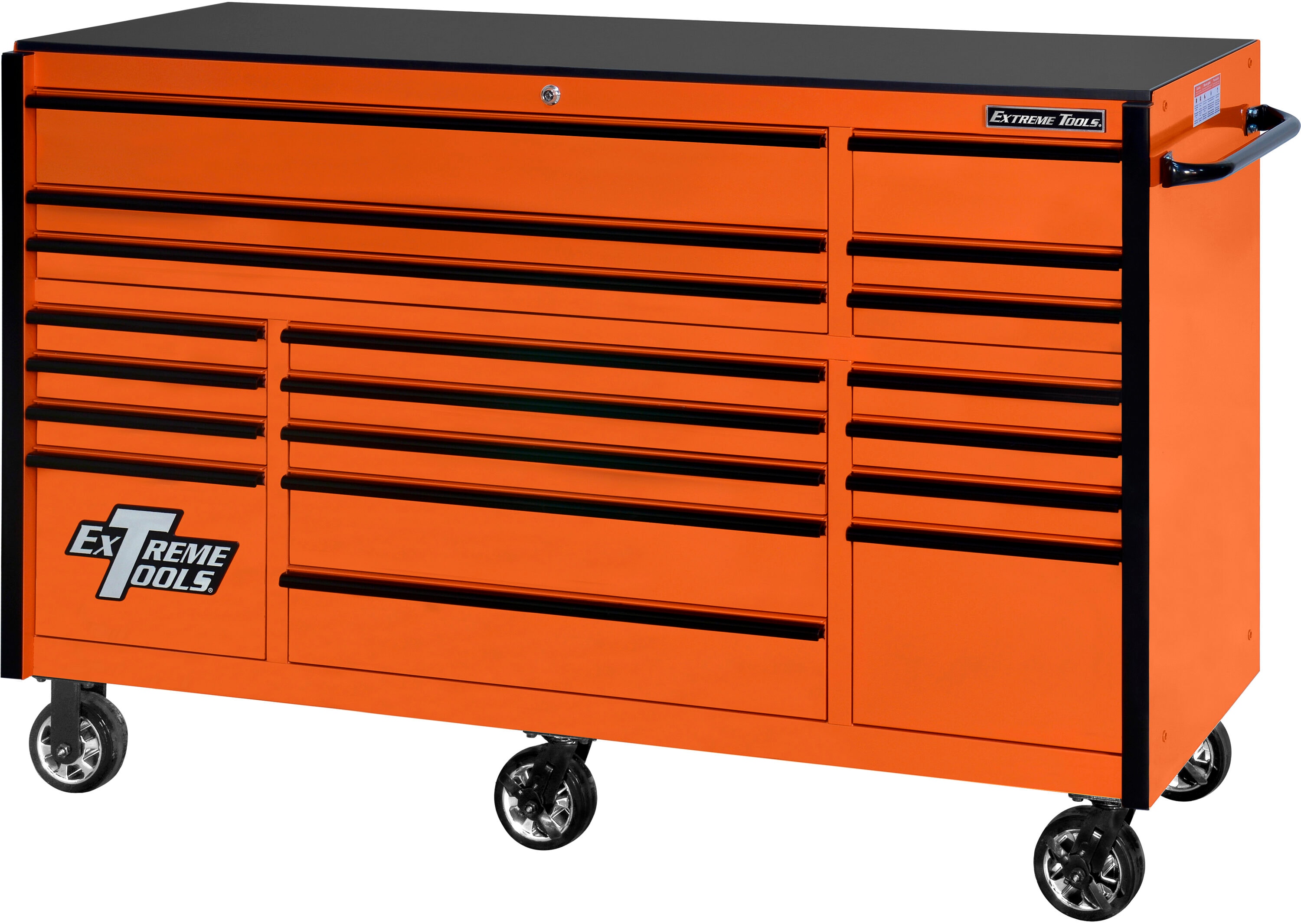 Extreme Tools RX722519RCORBK-X RX Series 72-in W x 47-in H 19 -Drawer Steel Rolling Tool Cabinet ( Orange )