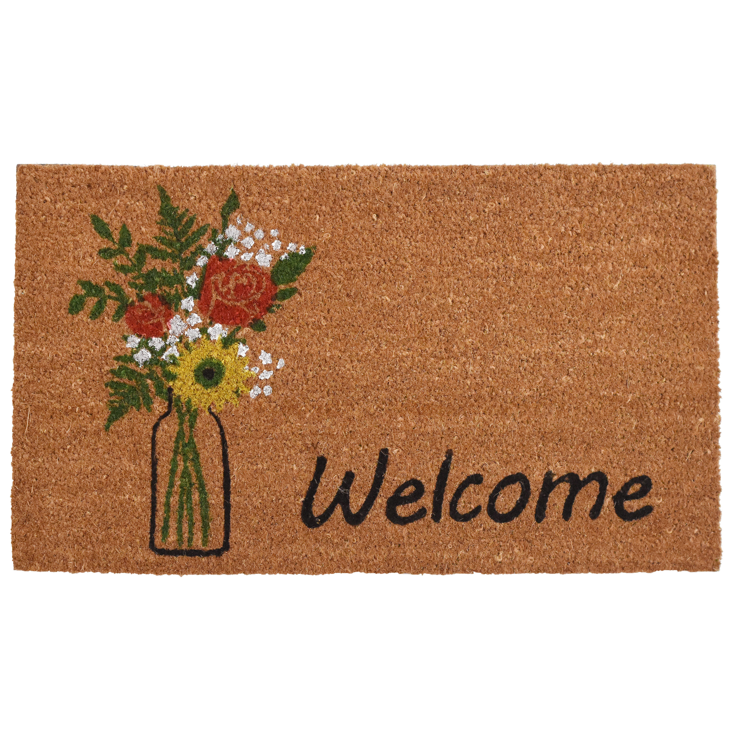 Callowaymills 103381729 Multi Coir/Vinyl Rectangular Indoor or outdoor Decorative Spring Door mat