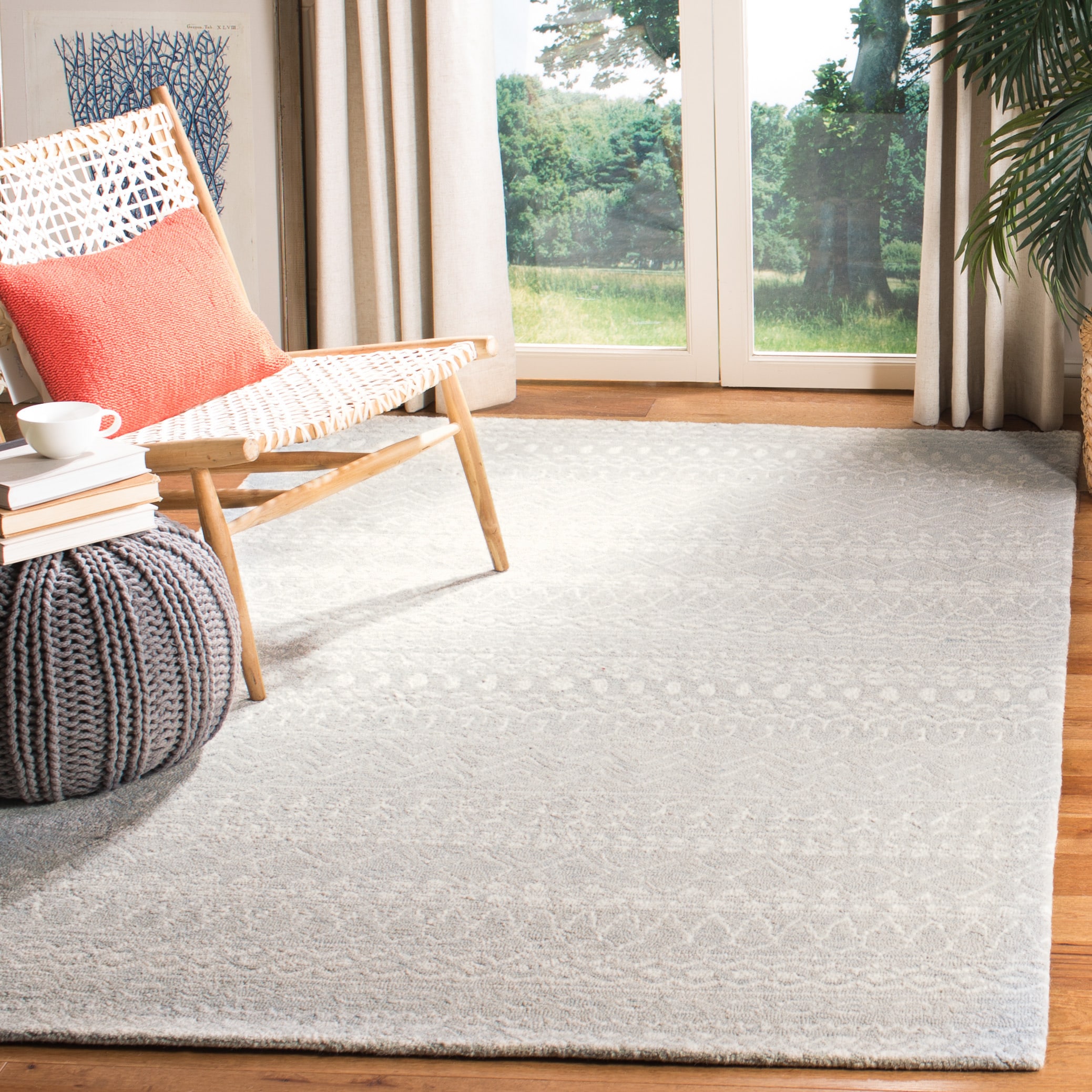  Micro Loop 502 Aqua/Ivory Bohemian 5ft x 8ft Medium Rectangle Rug