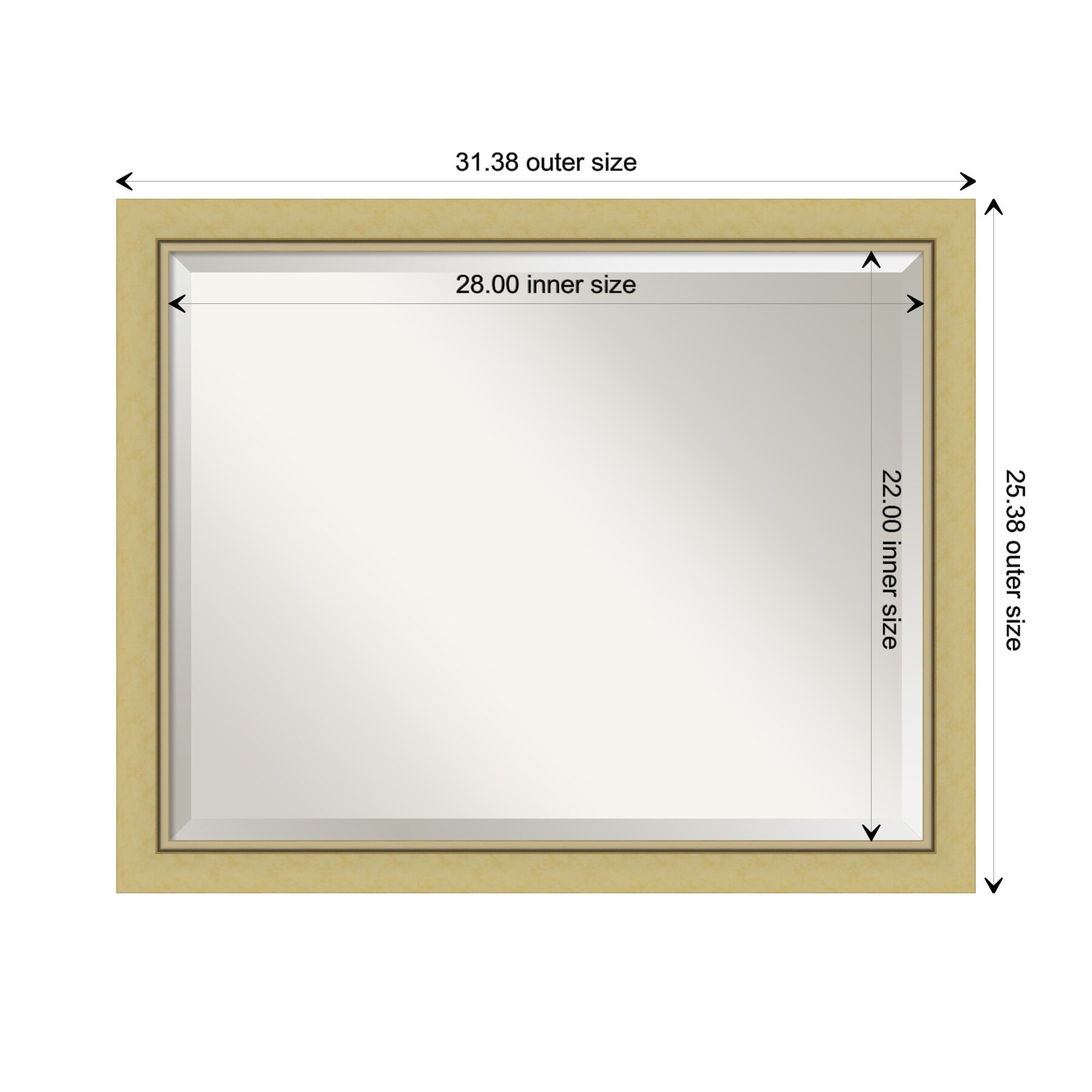 Landon Gold Rectangular Polystyrene Framed Bathroom Mirror 25.5" x 31.5"