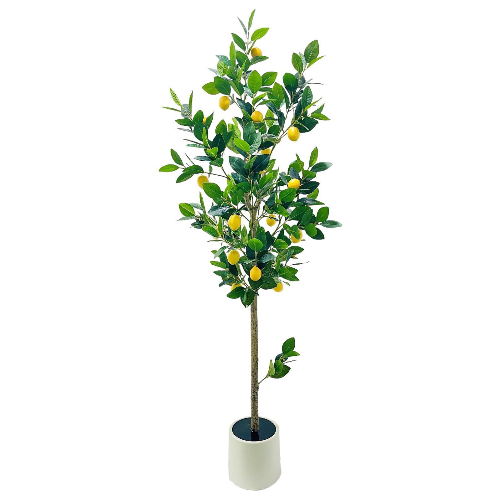Garvee - 5FT Artificial Lemon Tree Potted Faux Lemon Tree with Realistic Leaves and Fruits White ...