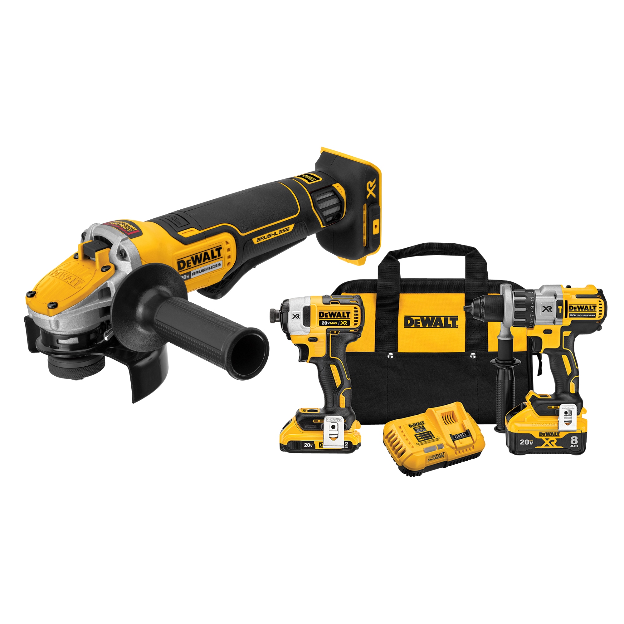DEWALT Power Detect XR POWER DETECT 2-Tool 20-Volt Max Brushless Power Tool Combo Kit with Soft Case (2-Batteries and charger Included) & XR POWER