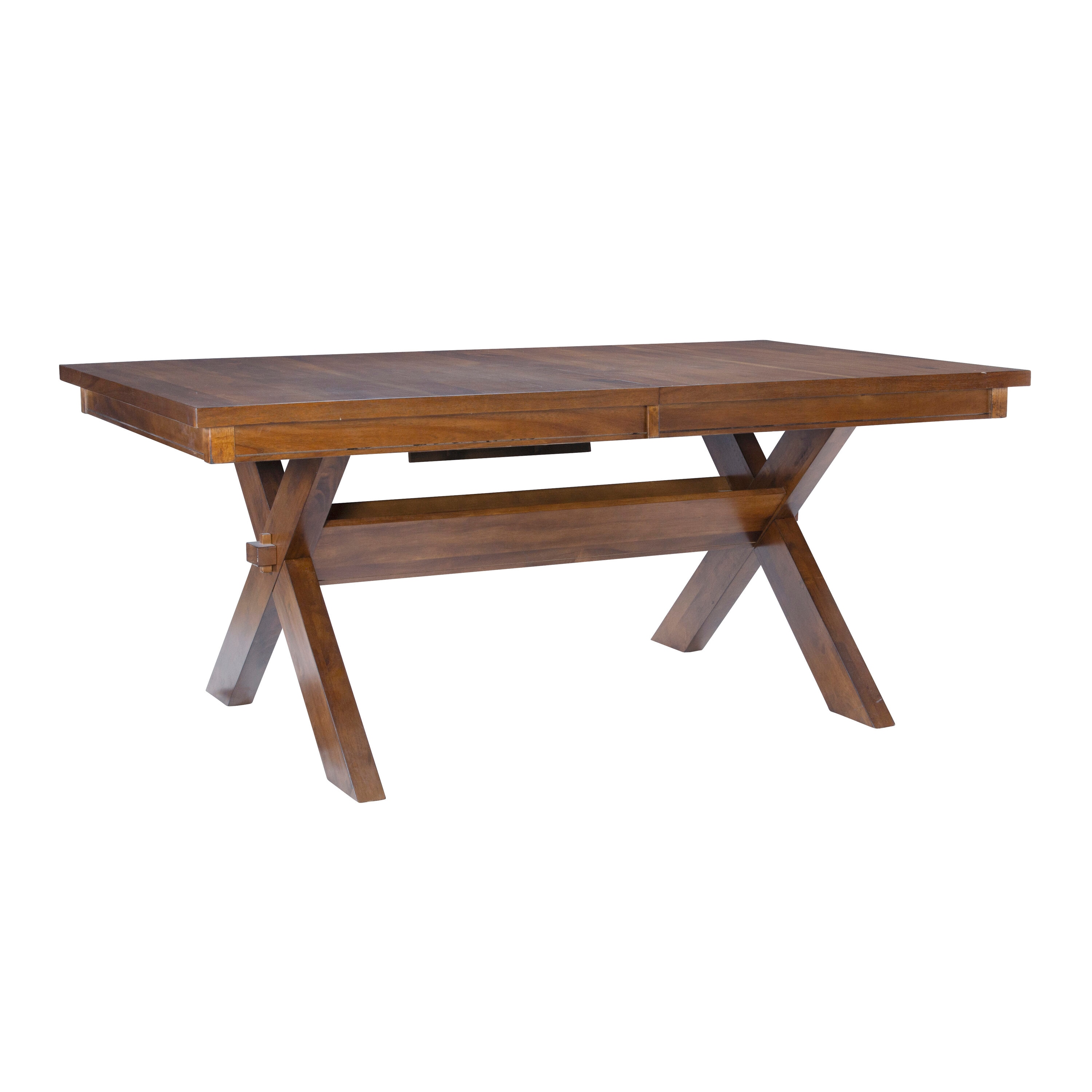 Powell PWLS539 Dark Hazelnut Transitional Extending Dining Table, Wood with Dark Hazelnut Wood Trestle Base 90-in L x 30-in H
