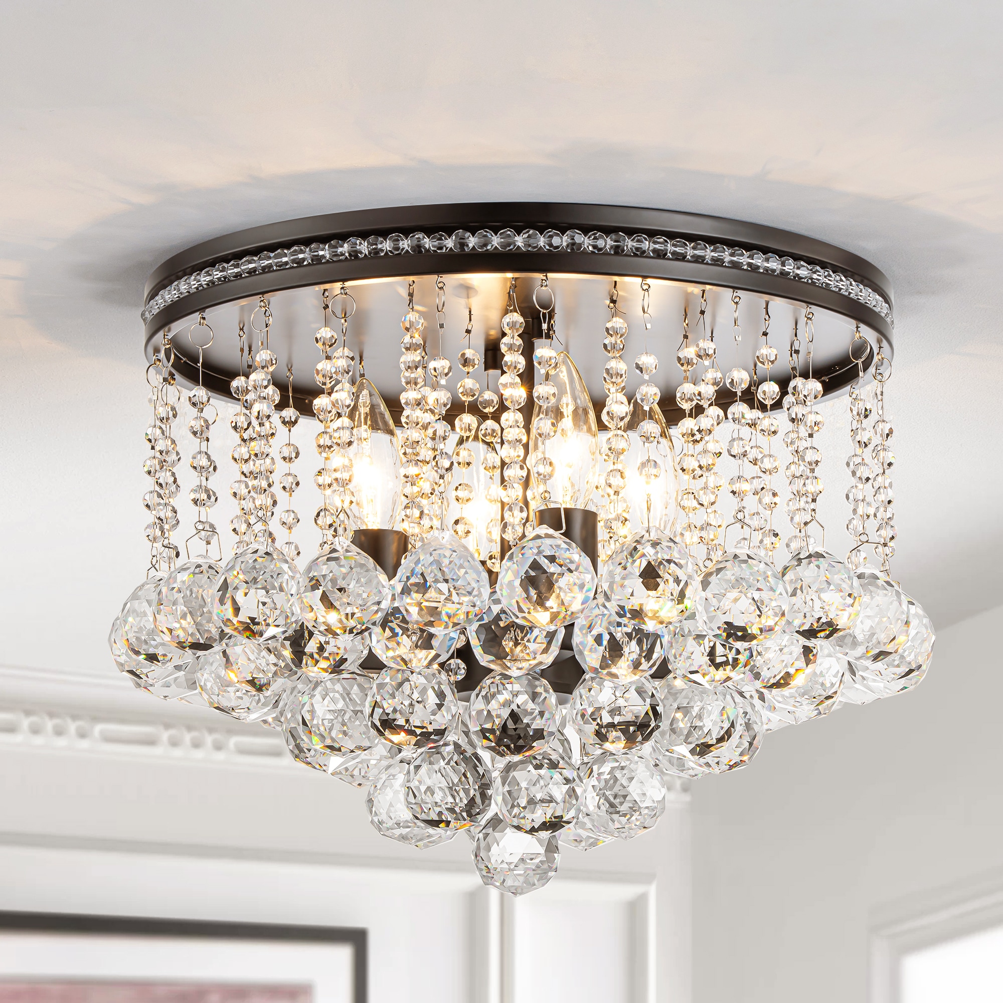 Y'INSP 1071342 Leyden 4 -Light 15-in Black Flush Mount Light