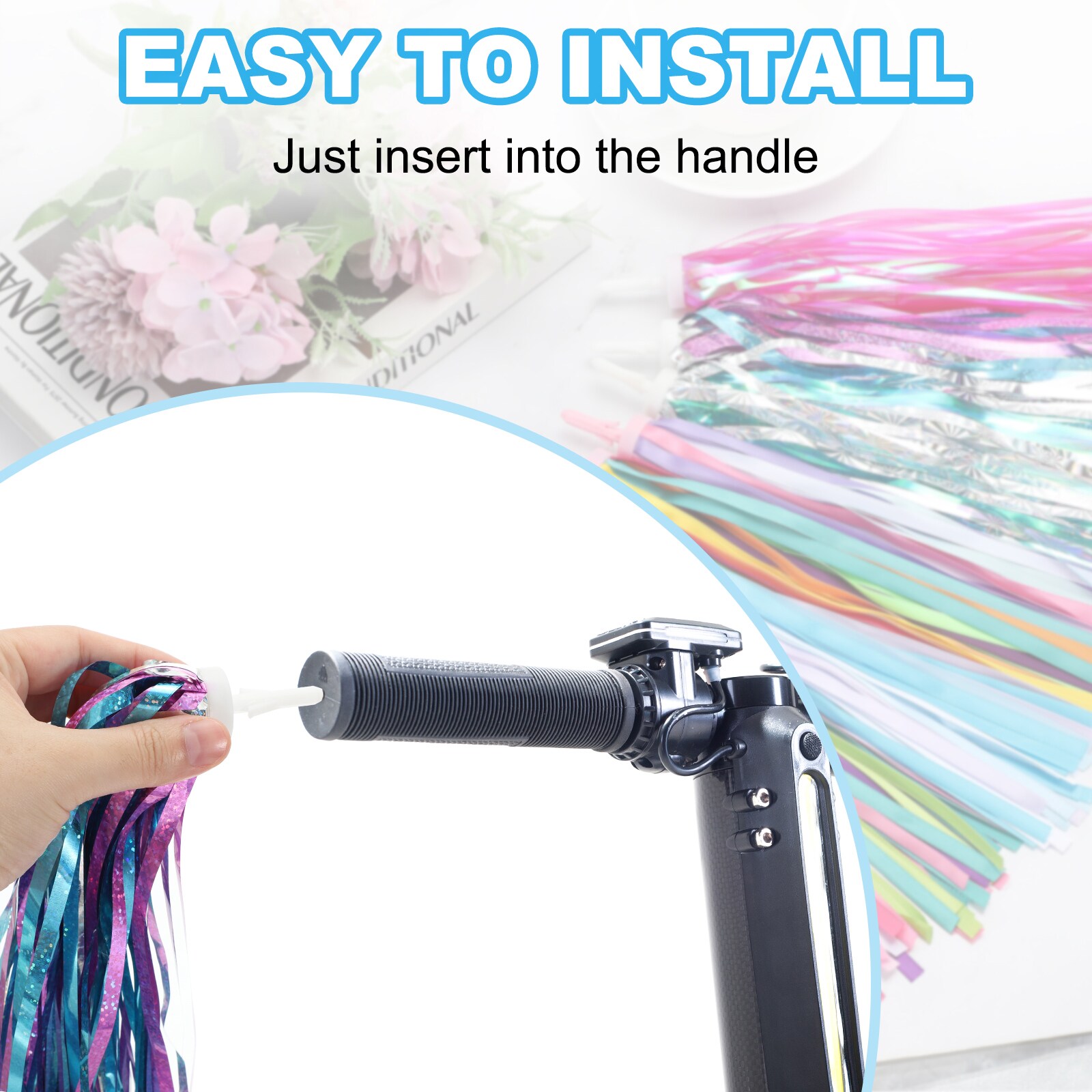 PATIKIL Bike Streamers Colorful Scooter Handlebar Tassels Grips Ribbon ...
