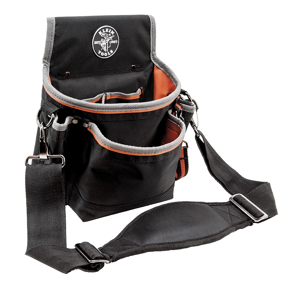 Black and Gray Polyester Tool Pouch with Shoulder Strap