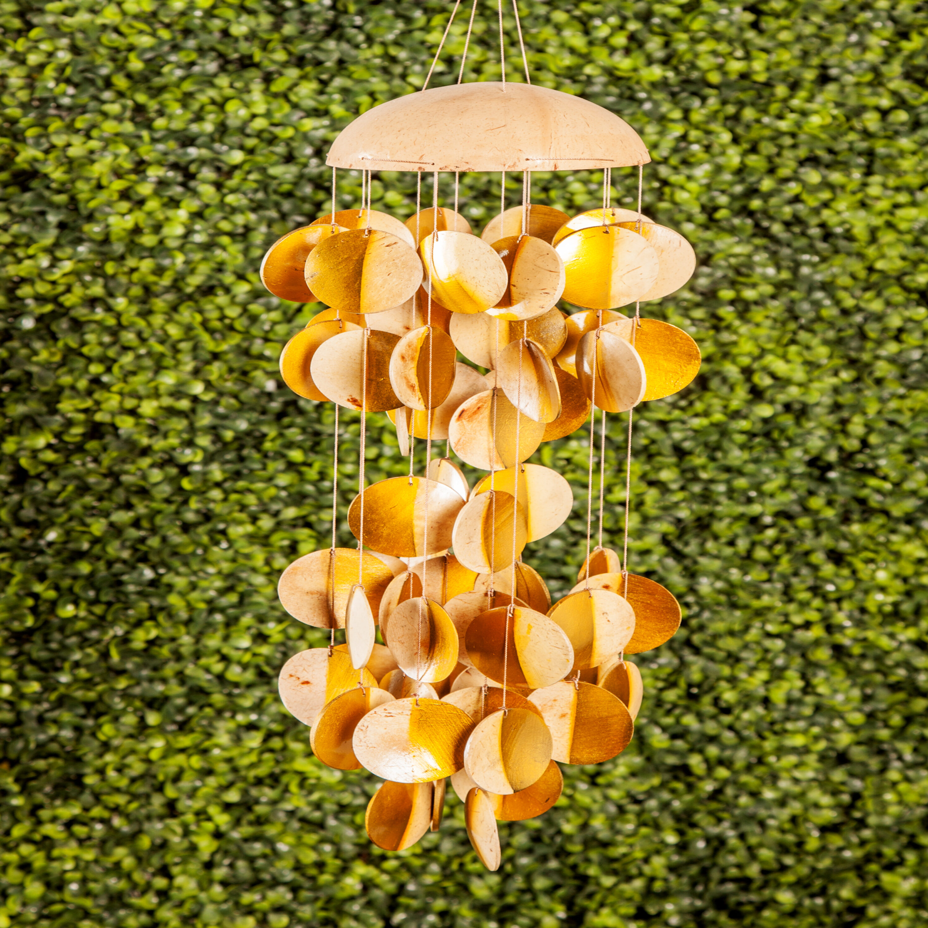 Grayson Lane 33113 17-Inches Gold Jellyfish Inspired Shell Capiz Wind Chime