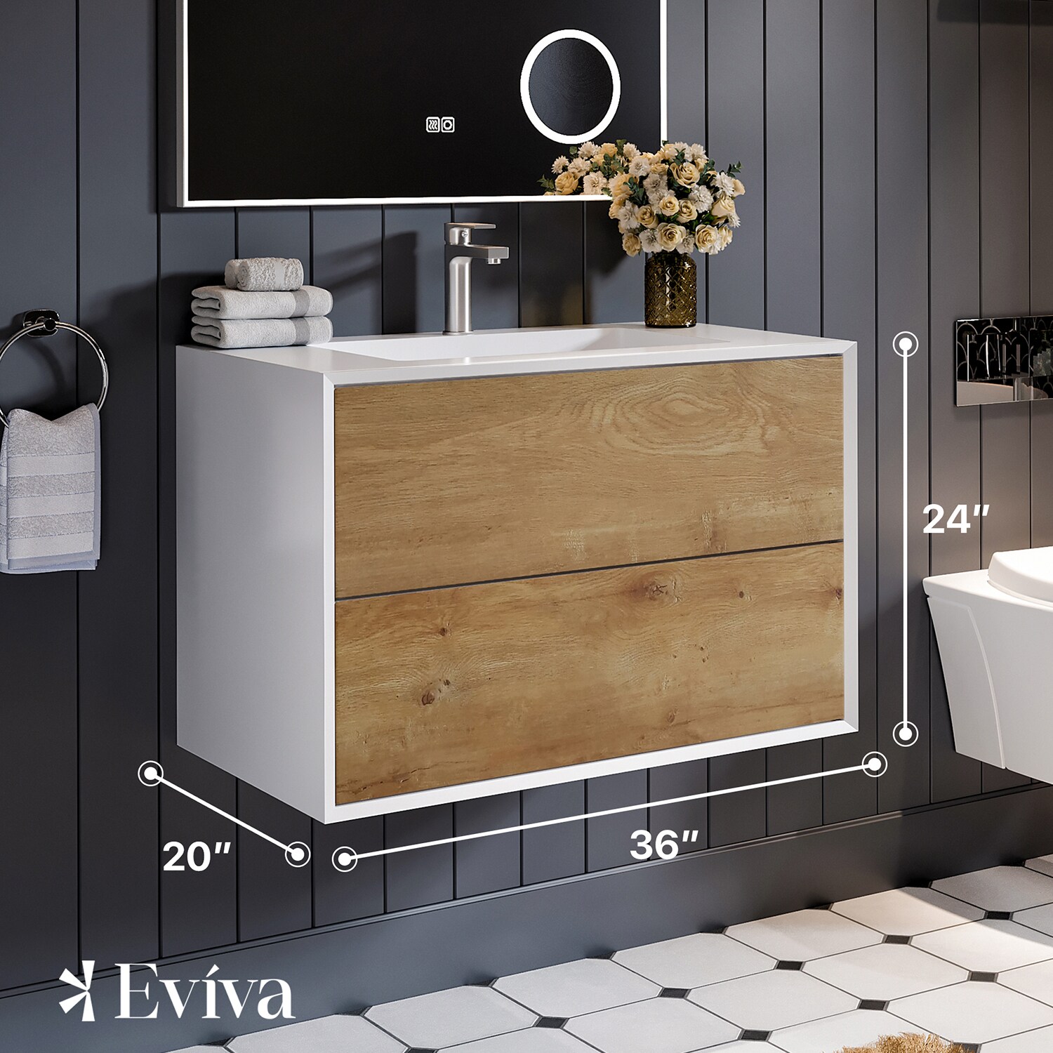 Eviva EVVN777-36OAK-WH Bath-Vanity-Combo - View #2