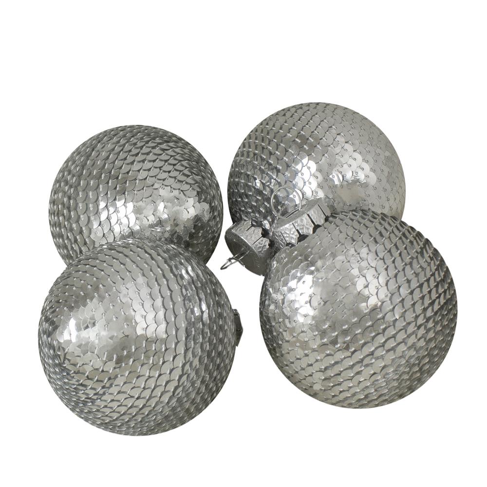 Northlight 33816745 4 -Pack Silver Ball Standard Indoor Ornament set