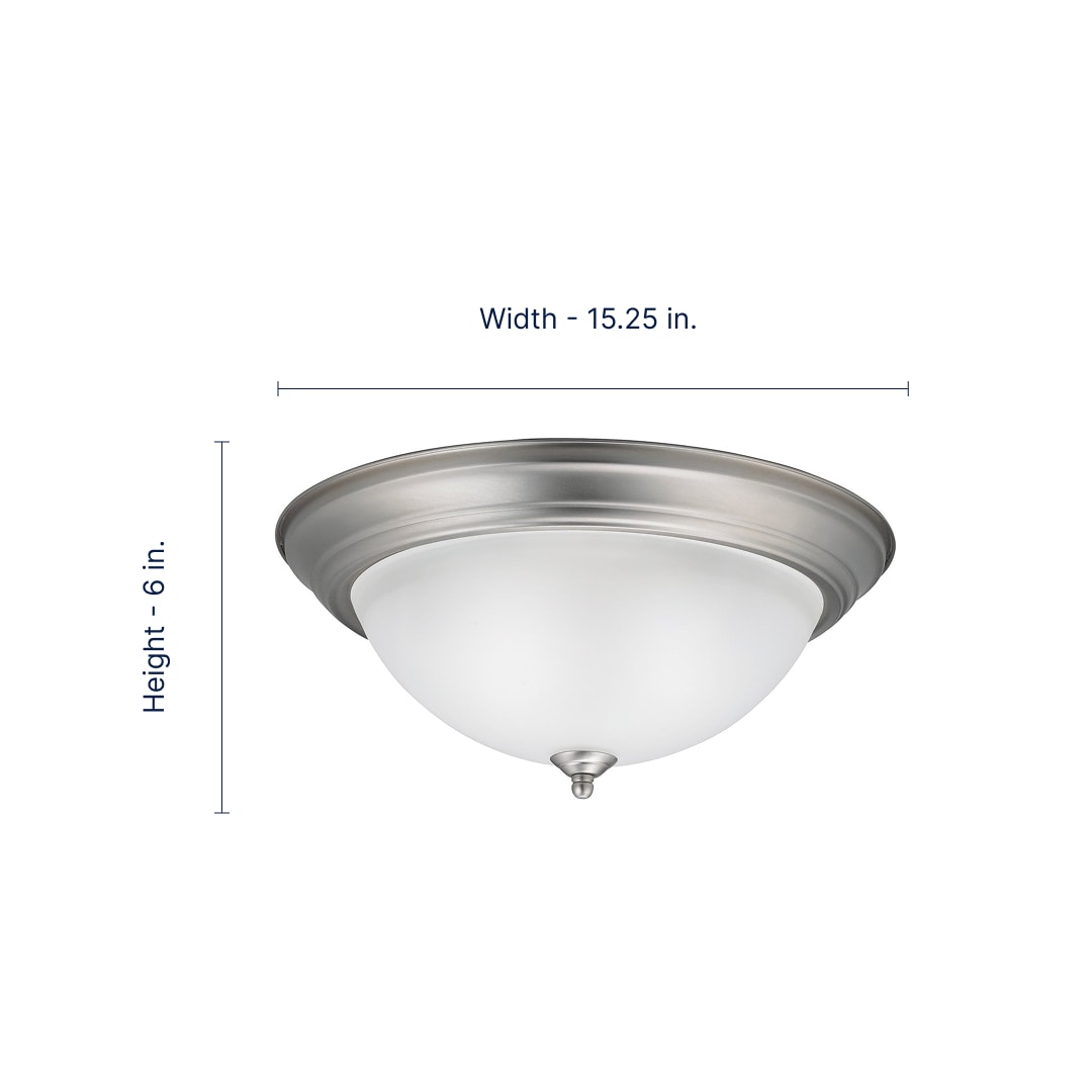 Transitional 3-Light 15.25" Bowl Flush Mount in Brushed Nickel