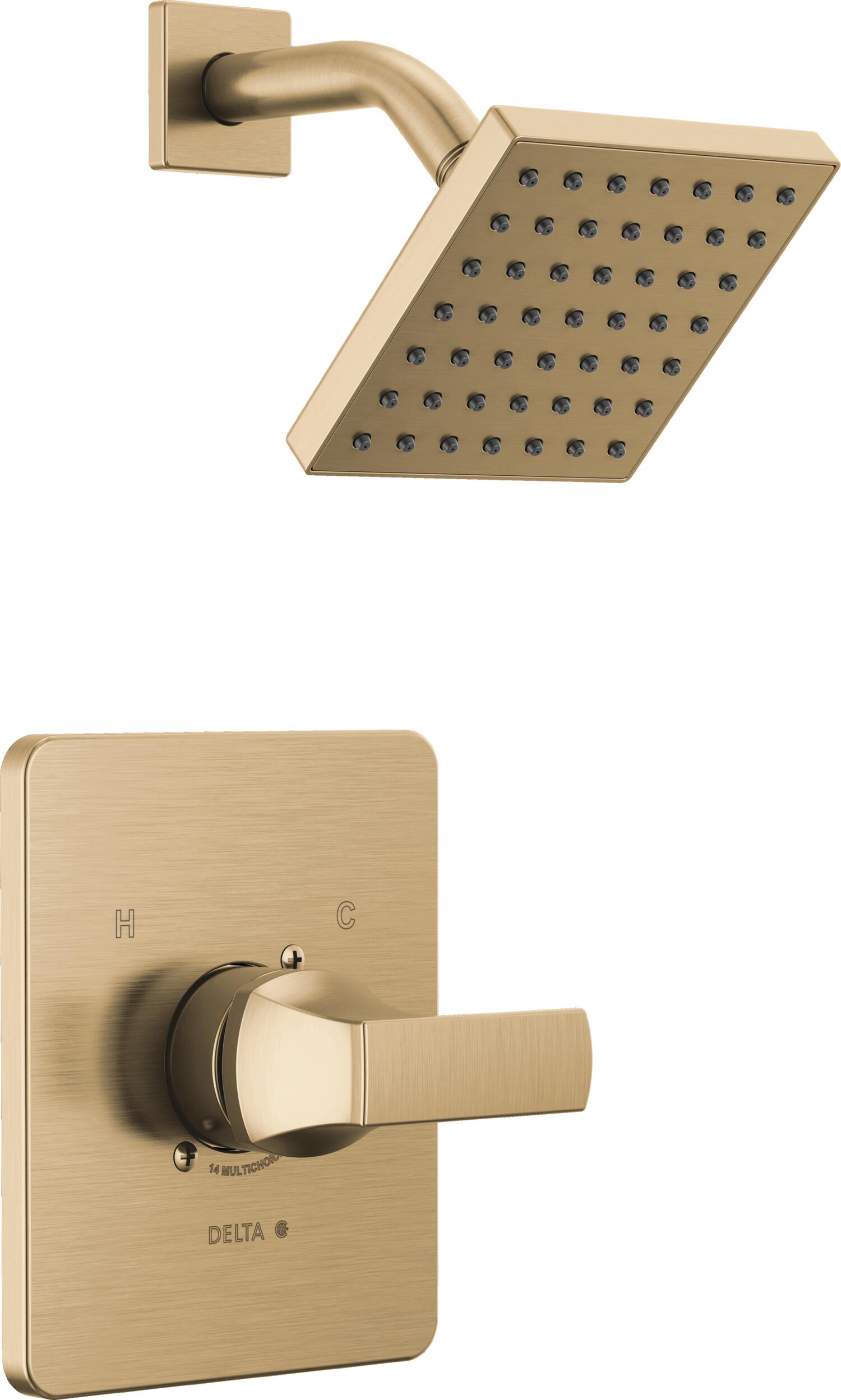 Delta T14237-CZ Velum Champagne Bronze 1-handle Single function 6.5-in Square Bathtub and shower Faucet