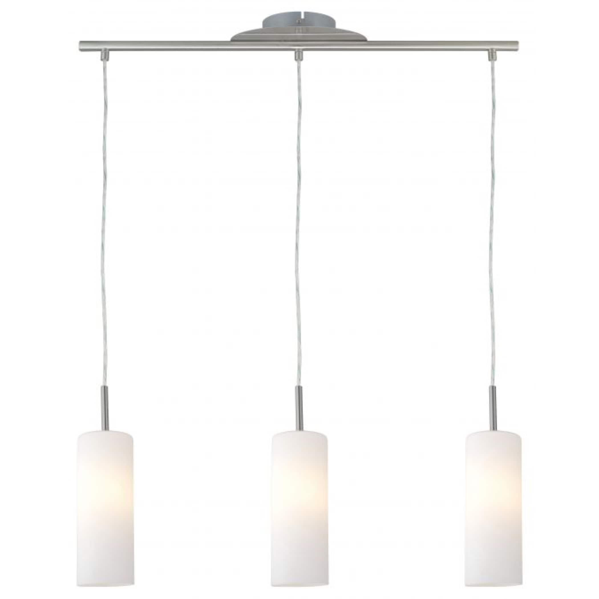 EGLO 20128A Troy 3-Light Matte Nickel Transitional Frosted Glass Linear Large Hanging Kitchen Island Light