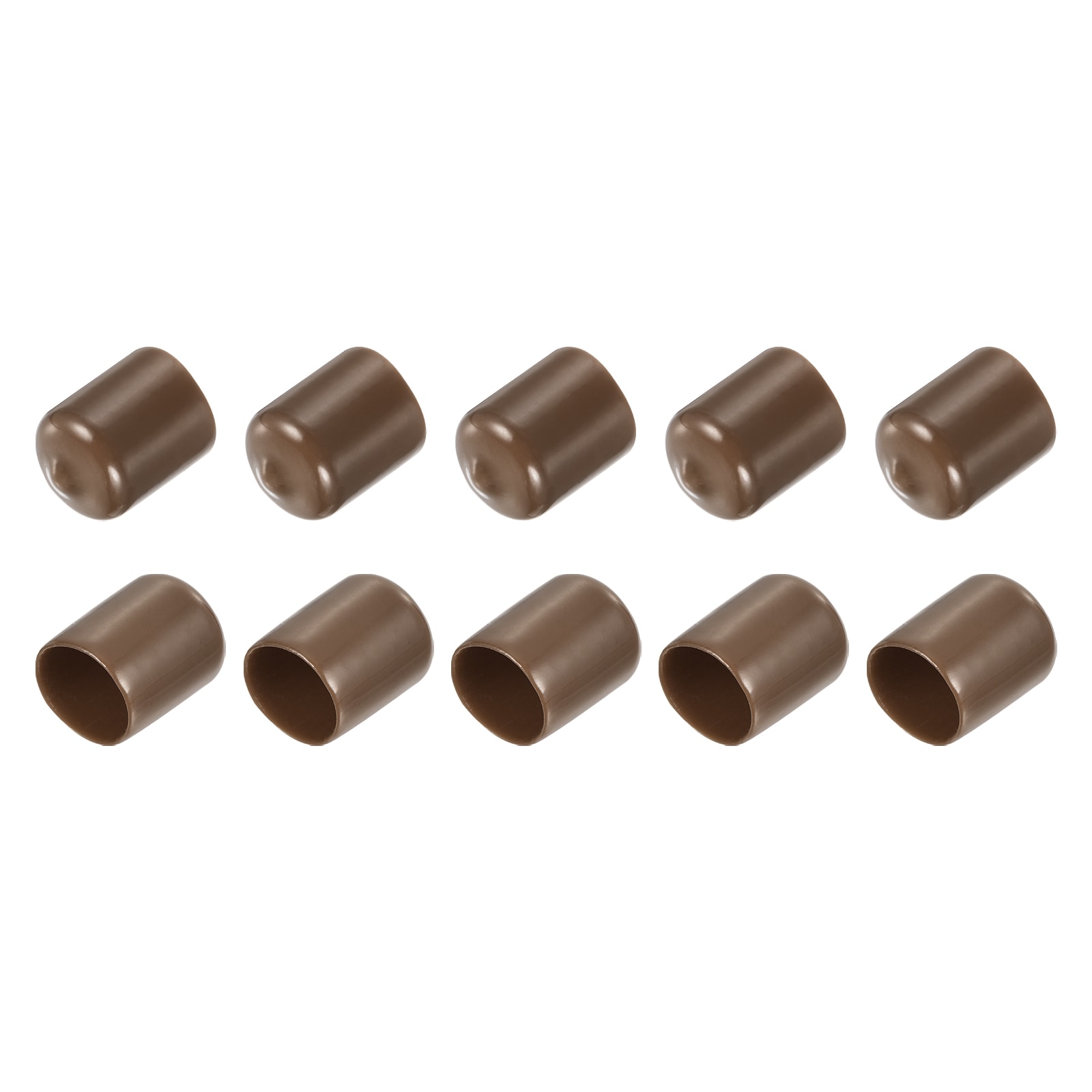 Unique Bargains 10pcs Rubber End Caps 16mm(5/8 Inch) ID Vinyl Round End Cap Cover Screw Thread Protectors Brown