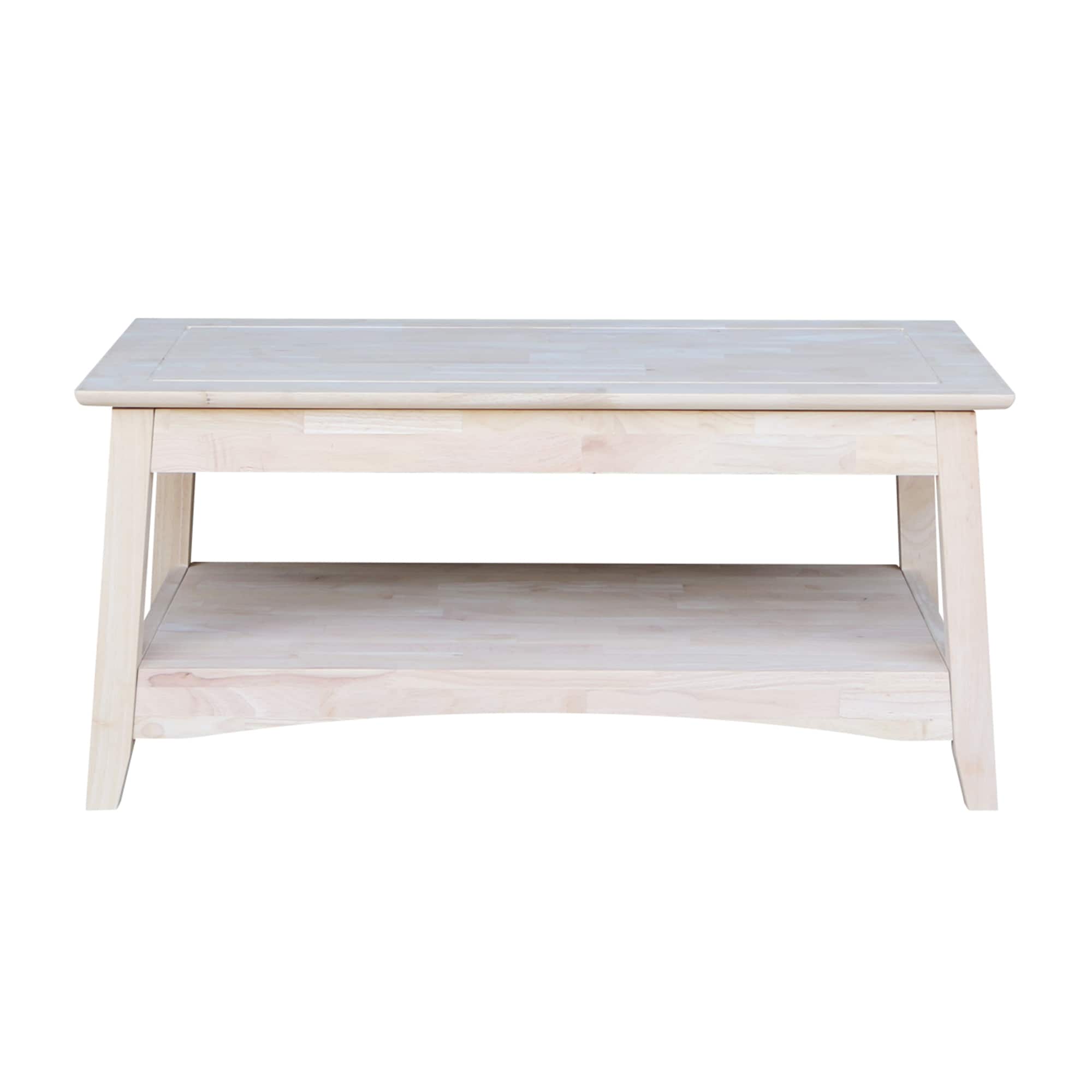 Solid Parawood Bombay Tall Lift-Top Coffee Table in Natural Finish