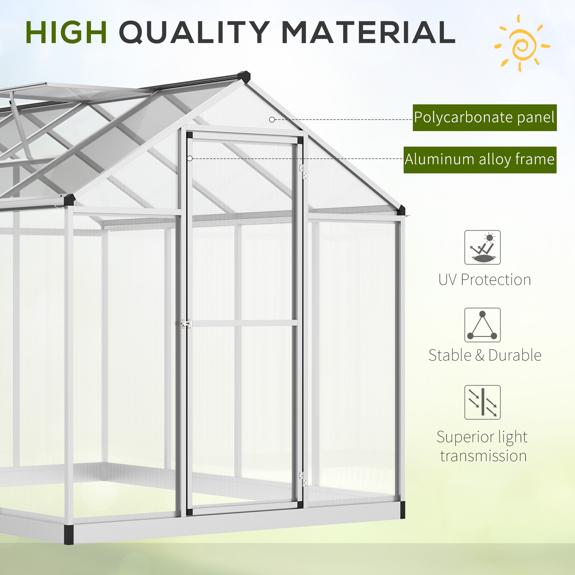 Outsunny 8-ft L x 6.25-ft W x 6.4-ft H Clear Greenhouse in the ...