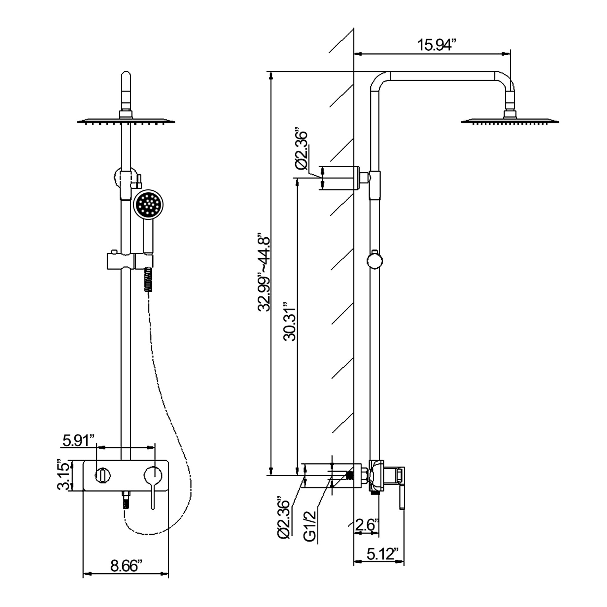 WELLFOR WB-1040 Showerhead-Bar-Panels - View #7