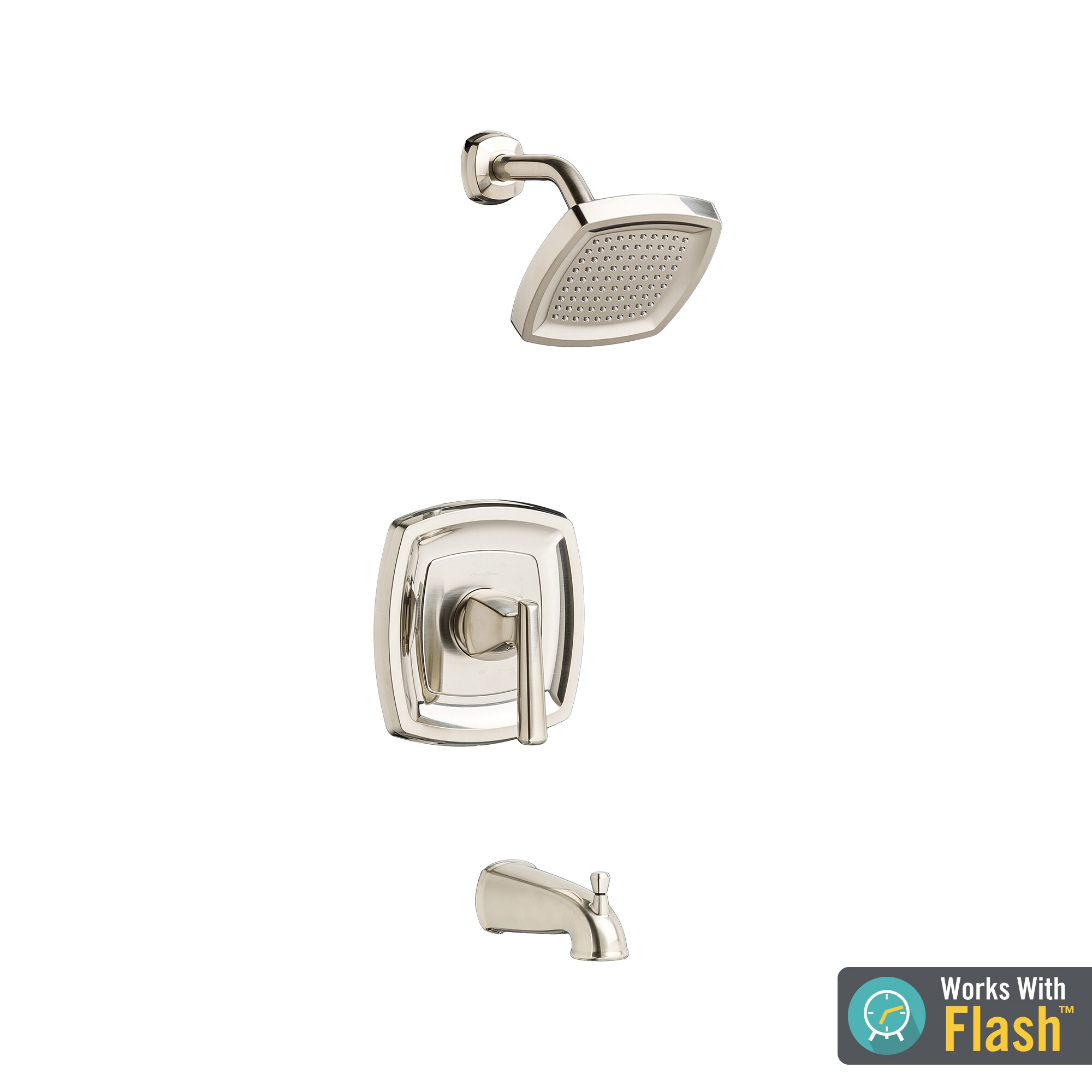 American Standard TU018502.295 Edgemere Brushed Nickel 1-handle Single function 5.75-Inches Round Shower Faucet