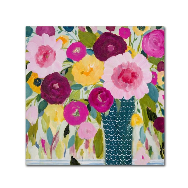 Trademark Fine Art Framed 14-in H x 14-in W Floral Print on Canvas in ...