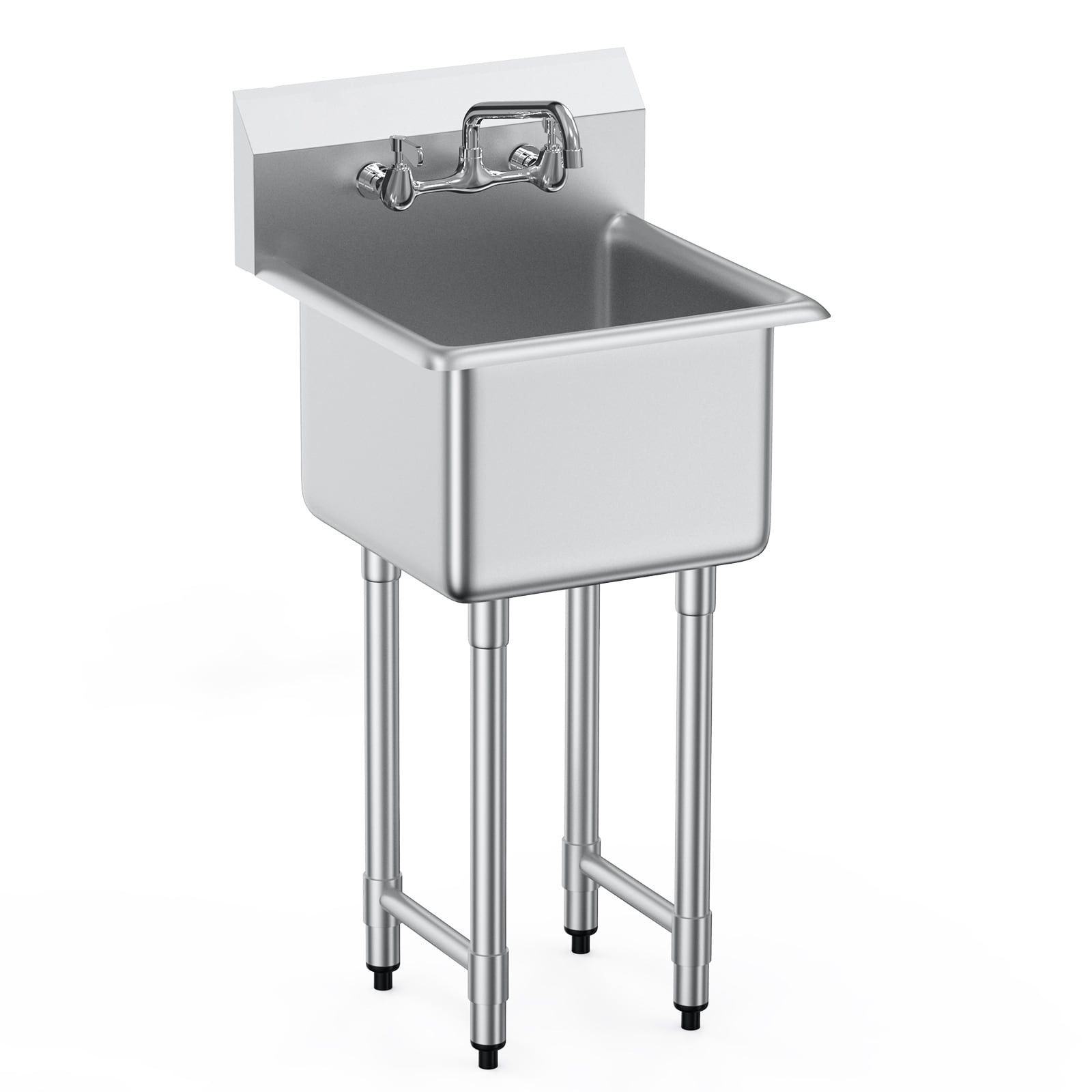 LUXEYARD Stainless Steel Prep and Utility Sink 1 Compartment Free Standing Small Sink Include Faucet and legs 18Inchx41Inch Commercial Single Bowl Sinks for Garage Restaurant Kitchen Laundry