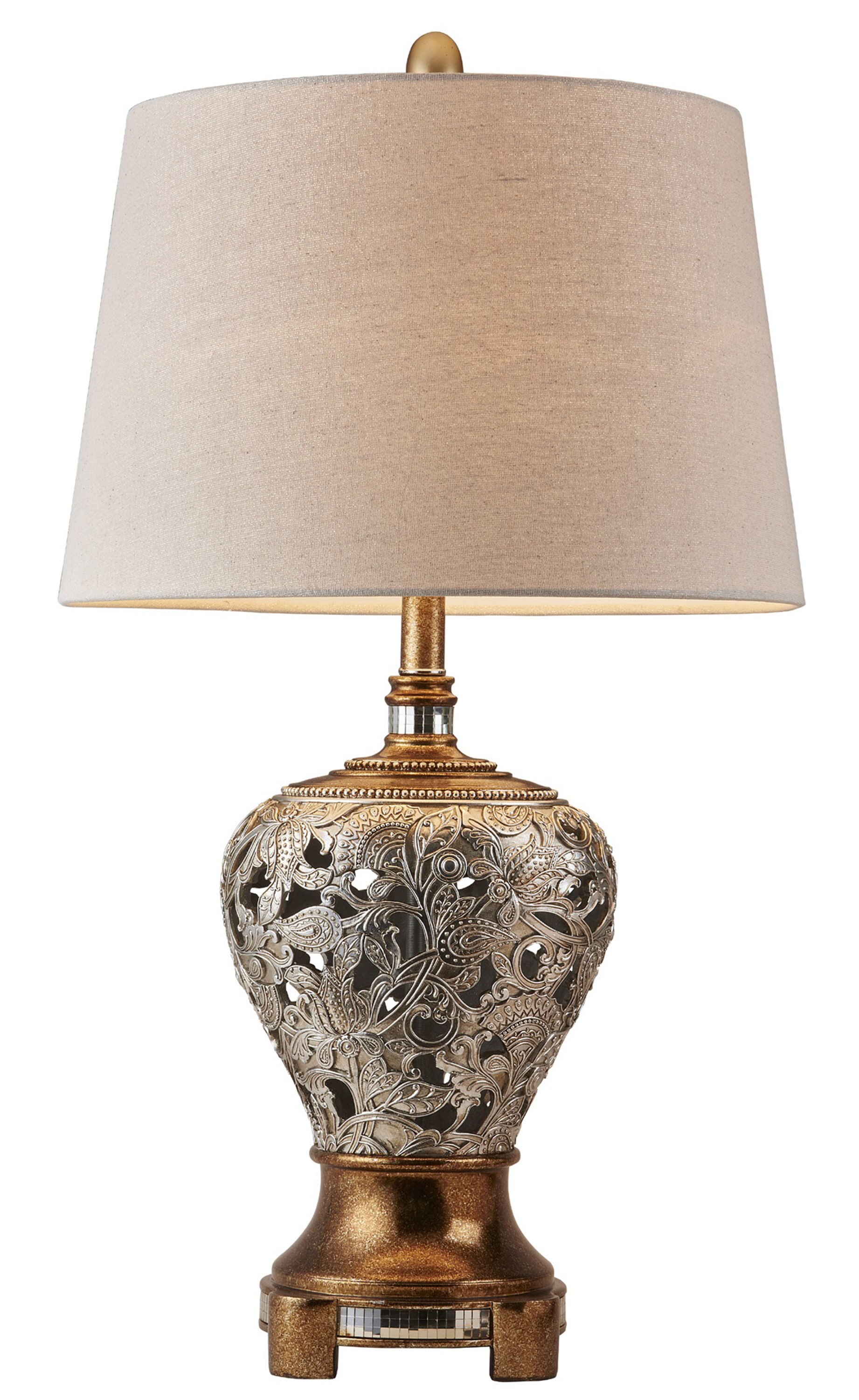 Inspired Cedar Round Base Small Table Lamp without Shade, Inline Switch, Antique  Brass