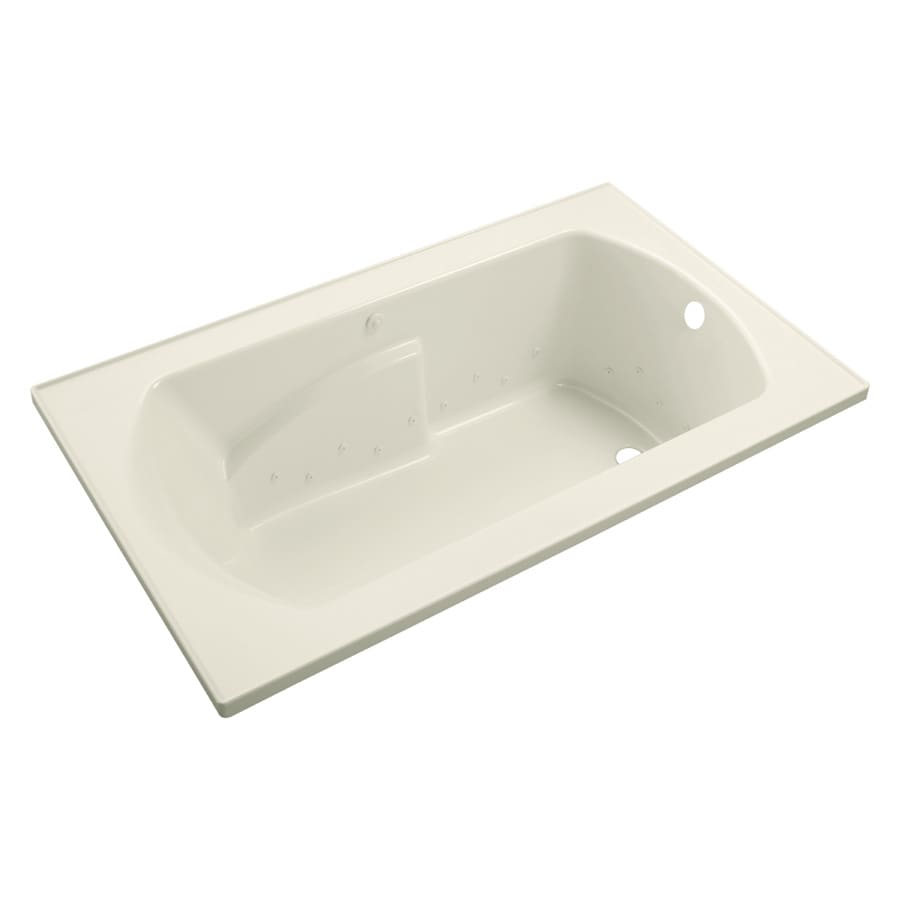 Sterling 77271100-96 Lawson 60-in x 36-in Biscuit Polyresin and Fiberglass Drop-In Air Bath (Reversible Drain)
