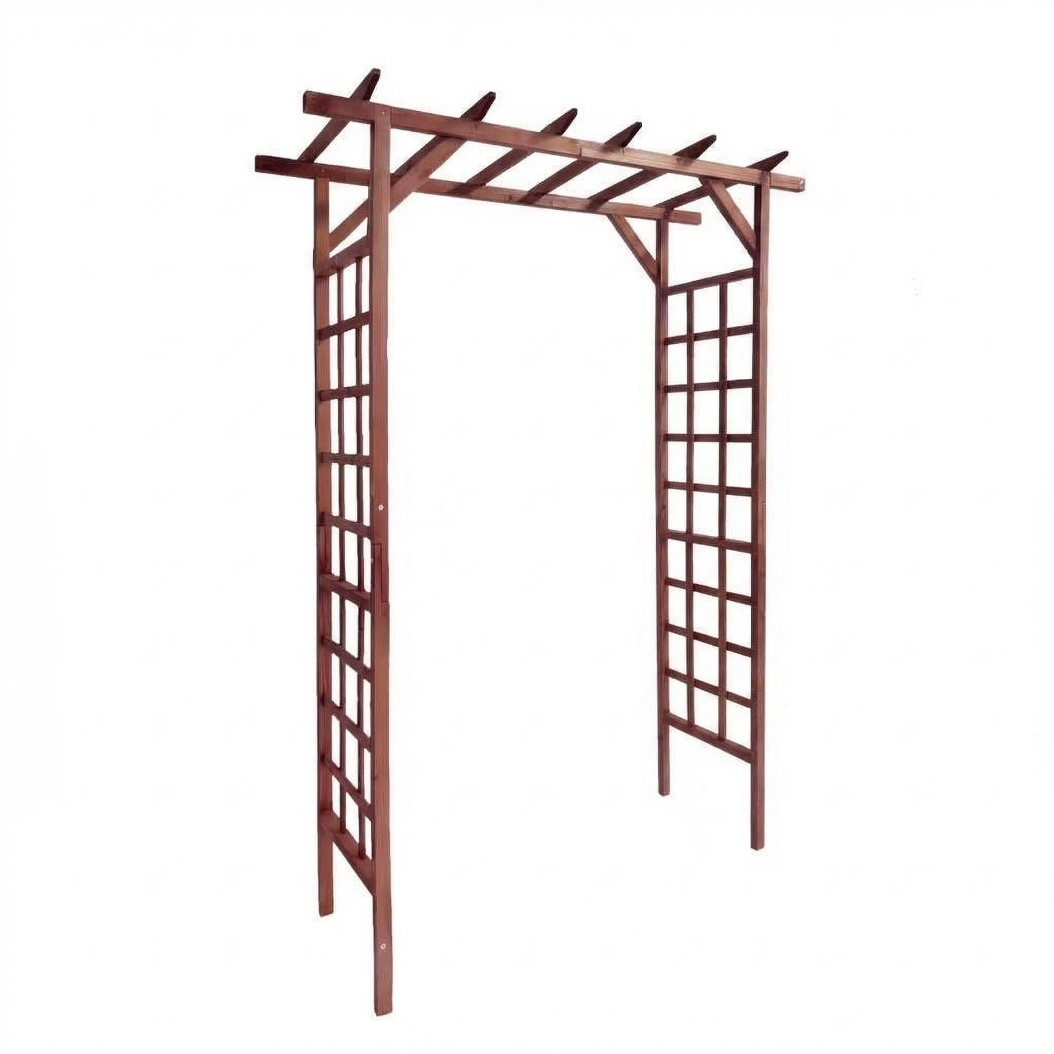 DEXSO Wooden Garden Arbor Trellis 7 ft Fir Wood Teak