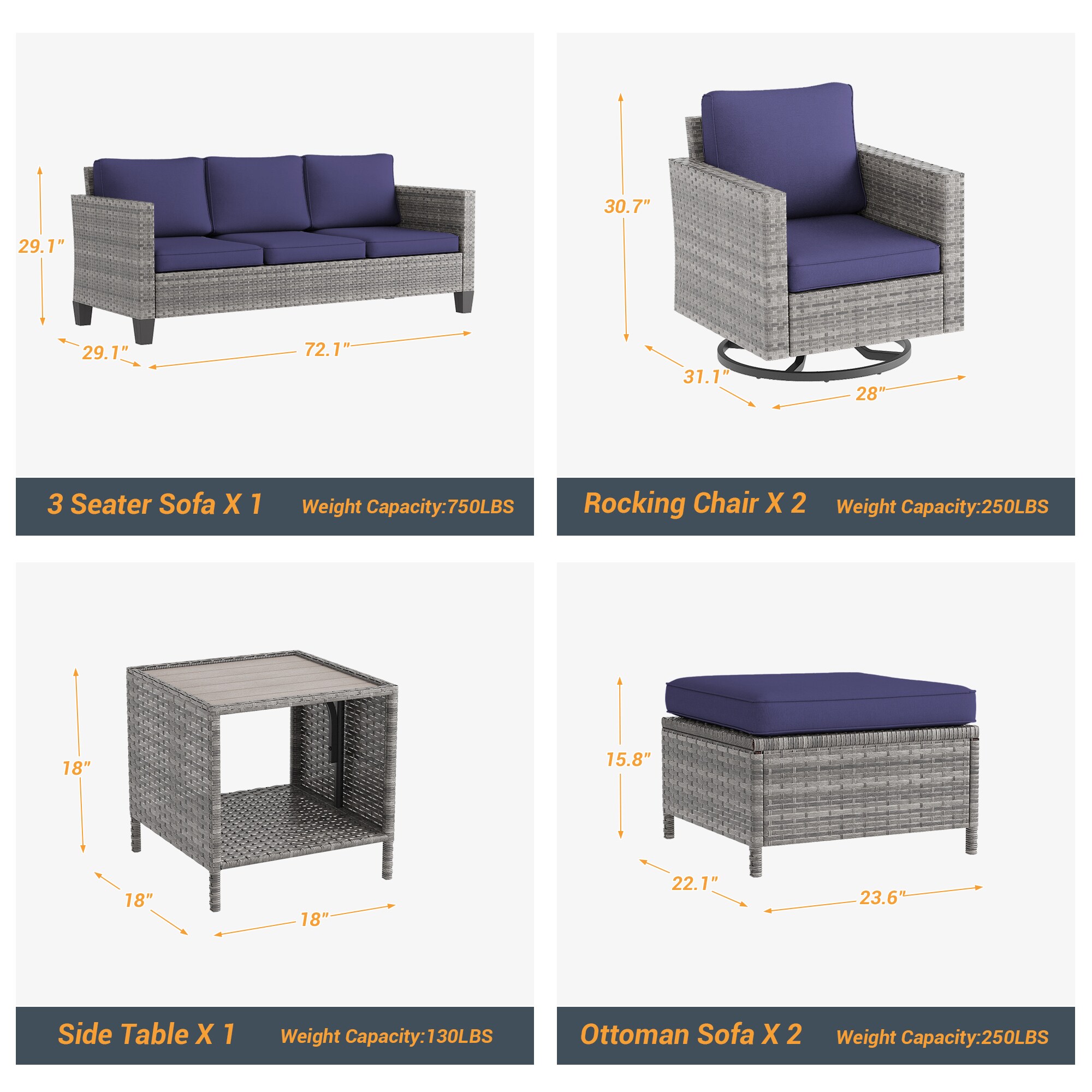 Sonkuki SD-C-HNY-S1T3 Patio-Conversation-Sets - View #2