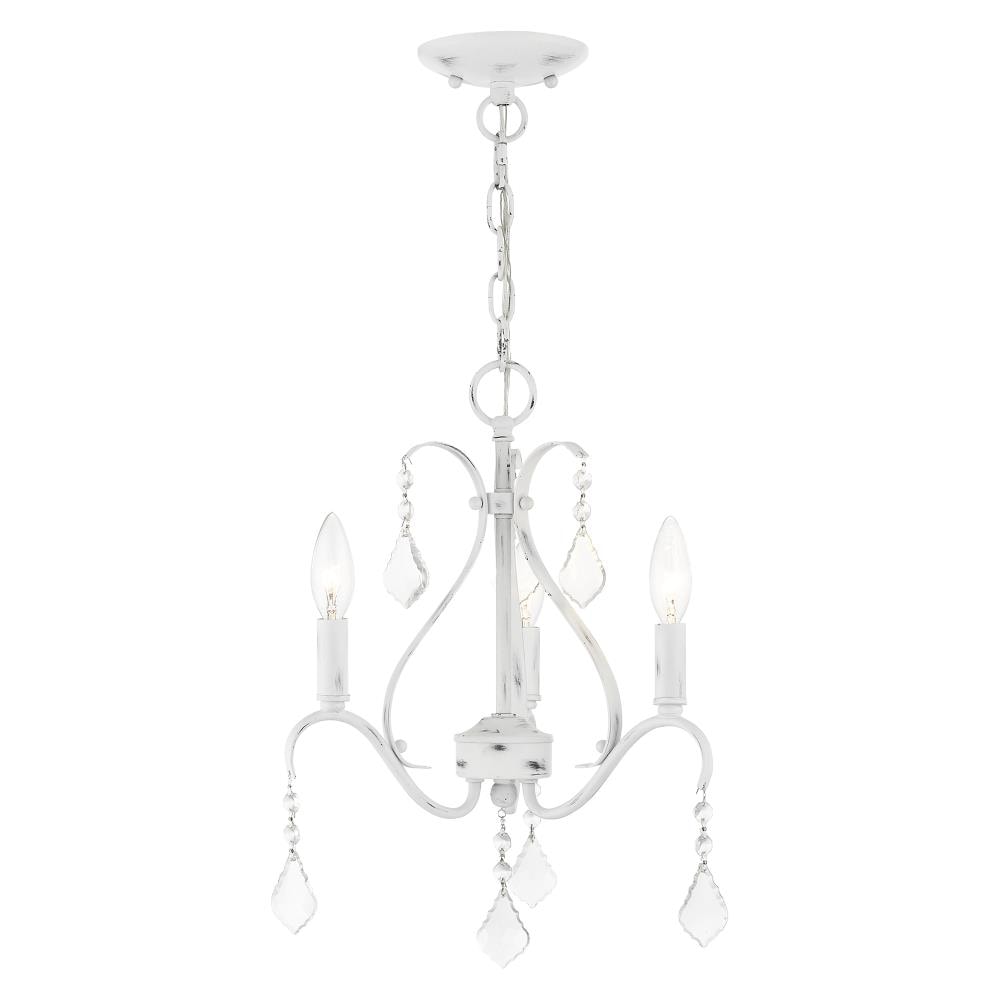 Livex Lighting 40843-60 Caterina 3 -Light Antique White Transitional Crystal For Use in Bathrooms, Bedrooms, Dining Rooms, Foyers, Kitchens, Living Rooms Chandelier