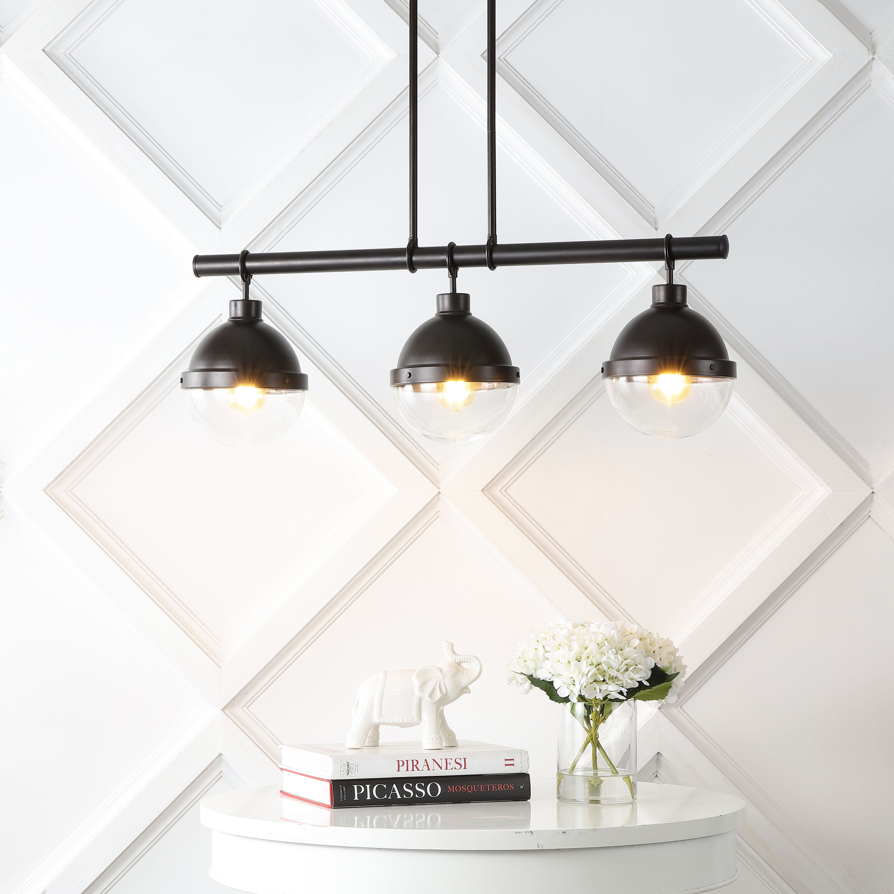 Caleb Industrial Rustic 33" Oil-Rubbed Bronze LED Linear Pendant