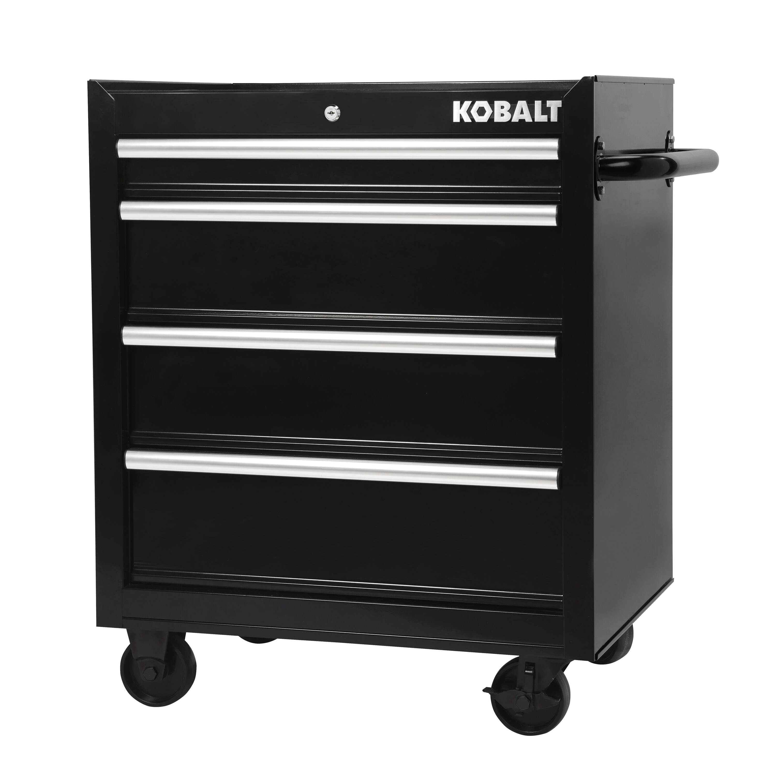 26.7-in W x 33-in H 4-Drawer Steel Rolling Tool Cabinet (Black) | - Kobalt 19156