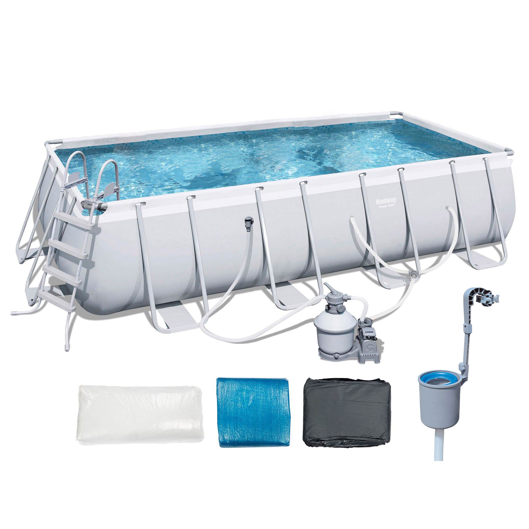 Bestway 147434 18-ft x 9-ft x 48-in Metal Frame Oval Above-Ground Pool with Filter Pump,Pool Cover and Ladder