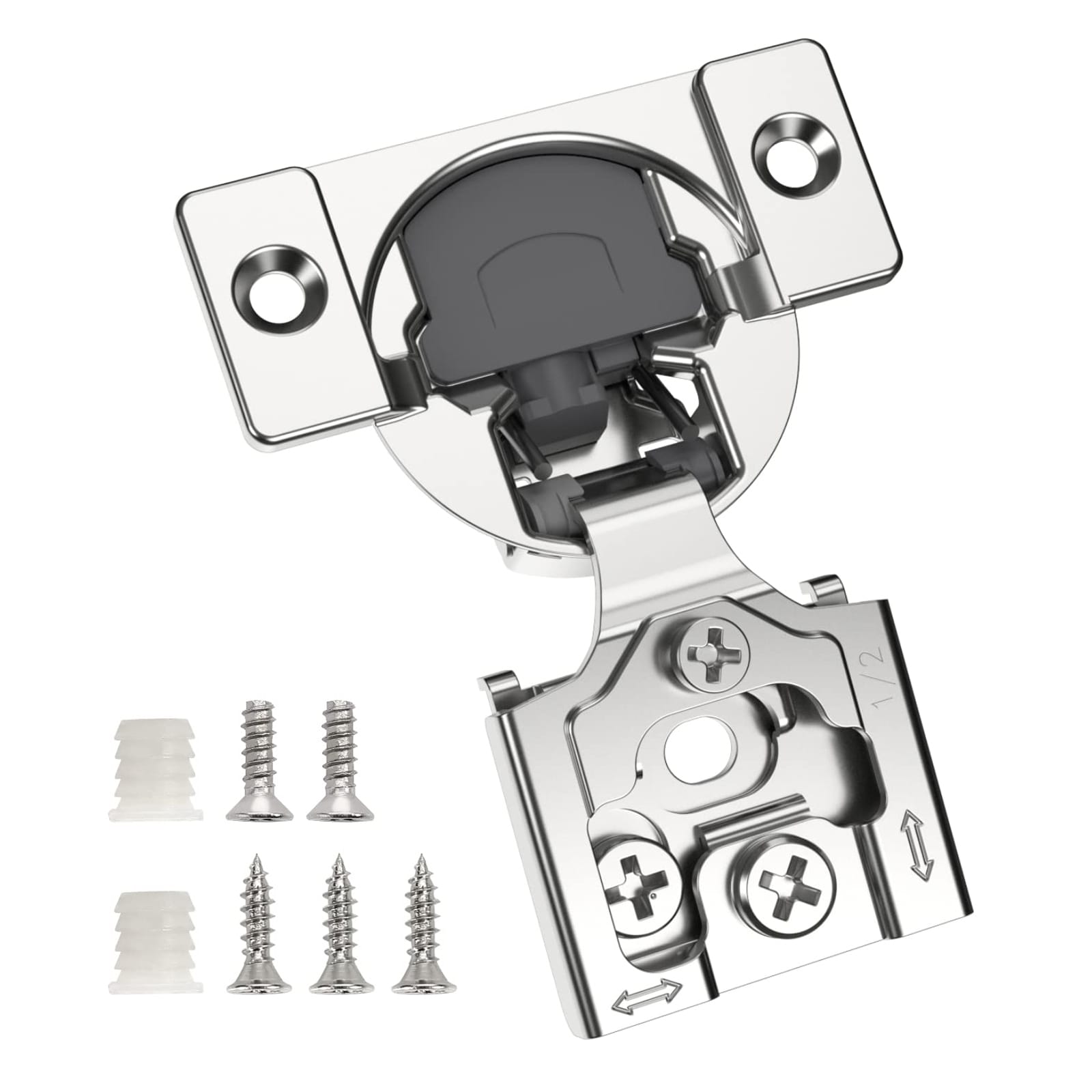 Aoibox  50 Pack One Half Inch Overlay 3D Soft Close Concealed Hinges for Face Frame Doors Satin Nickel Stainless Steel with 105 Degree Opening