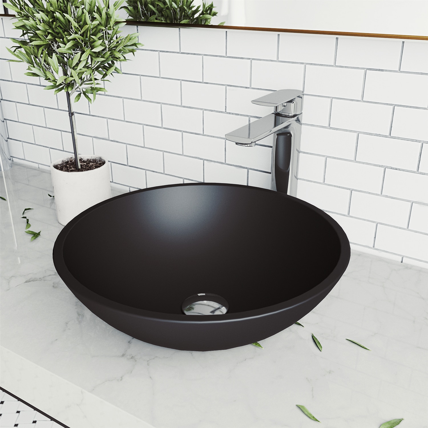 VIGO Cavalli Glass 15-in Vessel Round Modern MatteShell Oval Bathroom Sink #VG07111