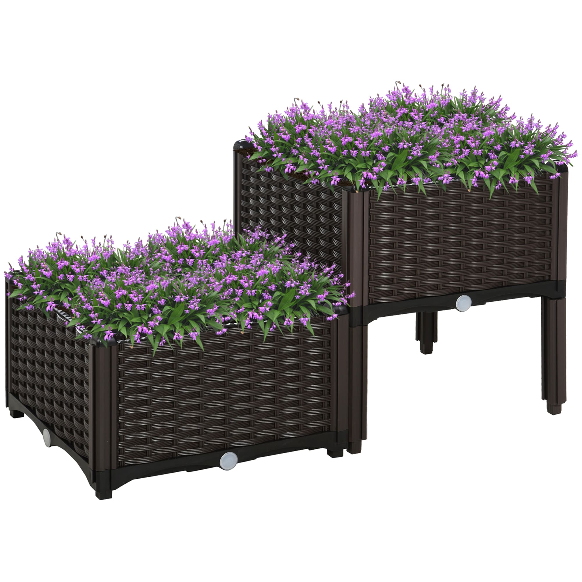 Forclover CTWE-NP10243BN 15.75-Inches W x 15.75-Inches L x 17.25-Inches H Brown Plastic Raised Garden Bed