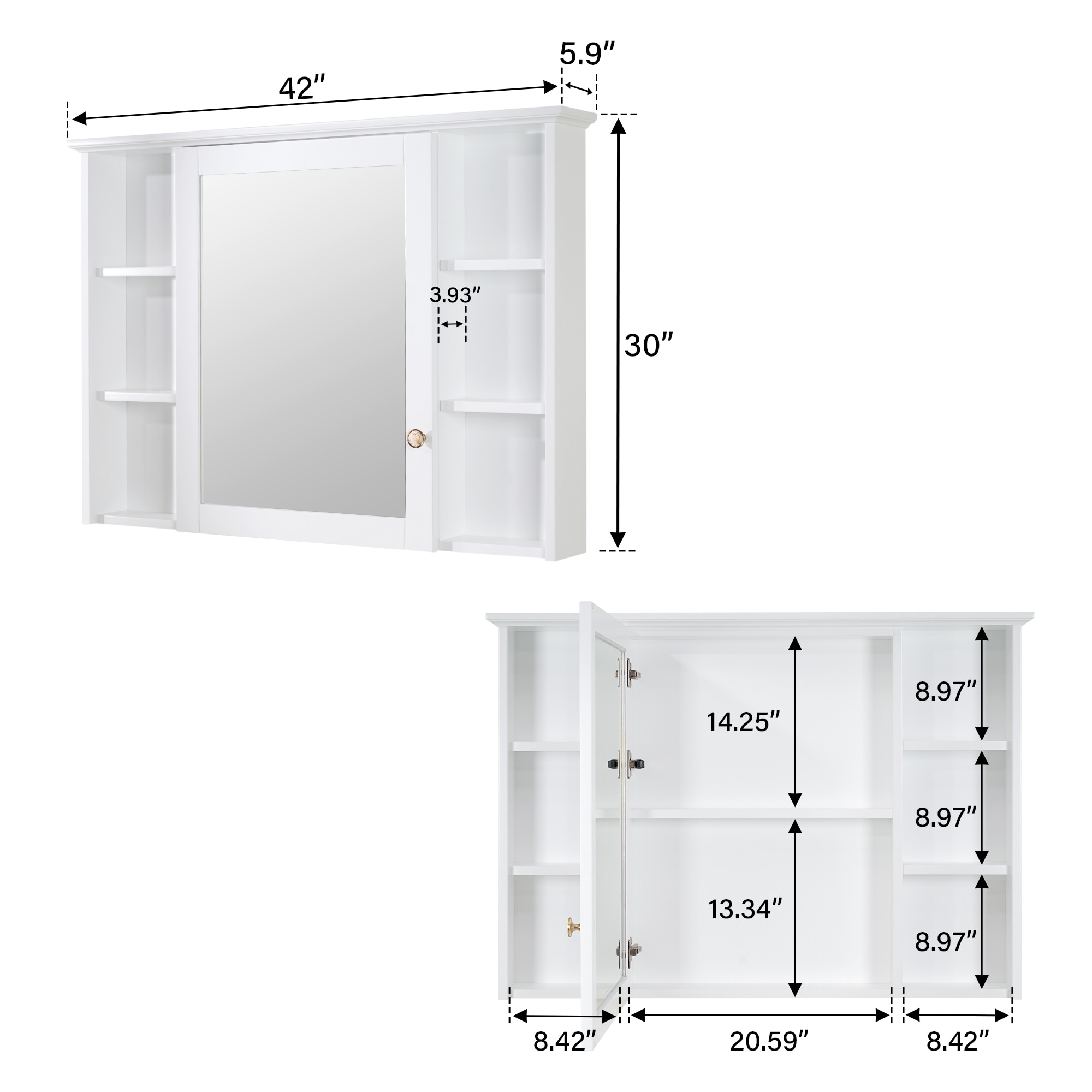 WELLFOR MED42YS1WT Bathroom-Medicine-Cabinets - View #12
