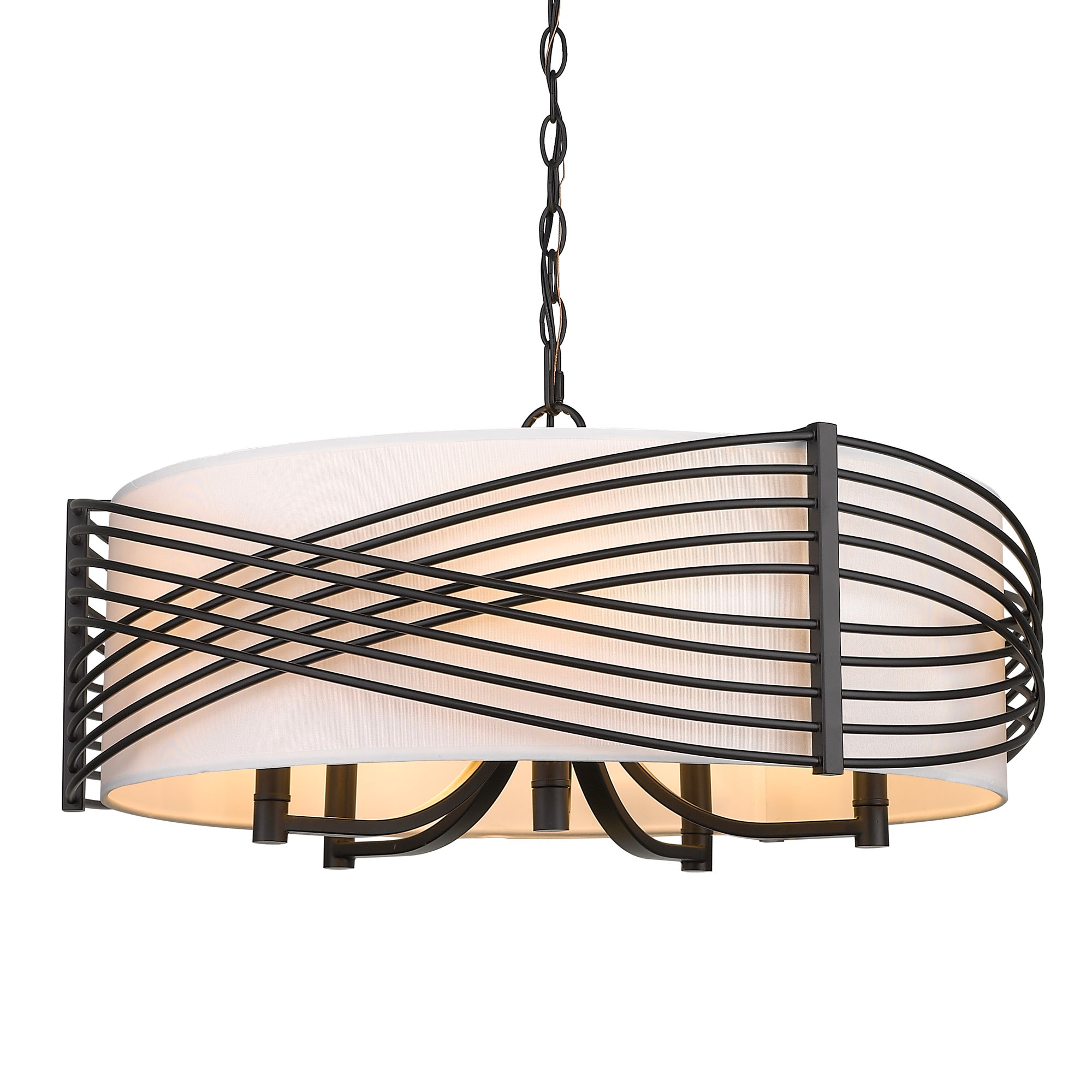 Golden Lighting 5516-5 BLK-MWS Zara 5 -Light Matte Black Transitional For Use in Dining Rooms, Foyers, Living Rooms Chandelier
