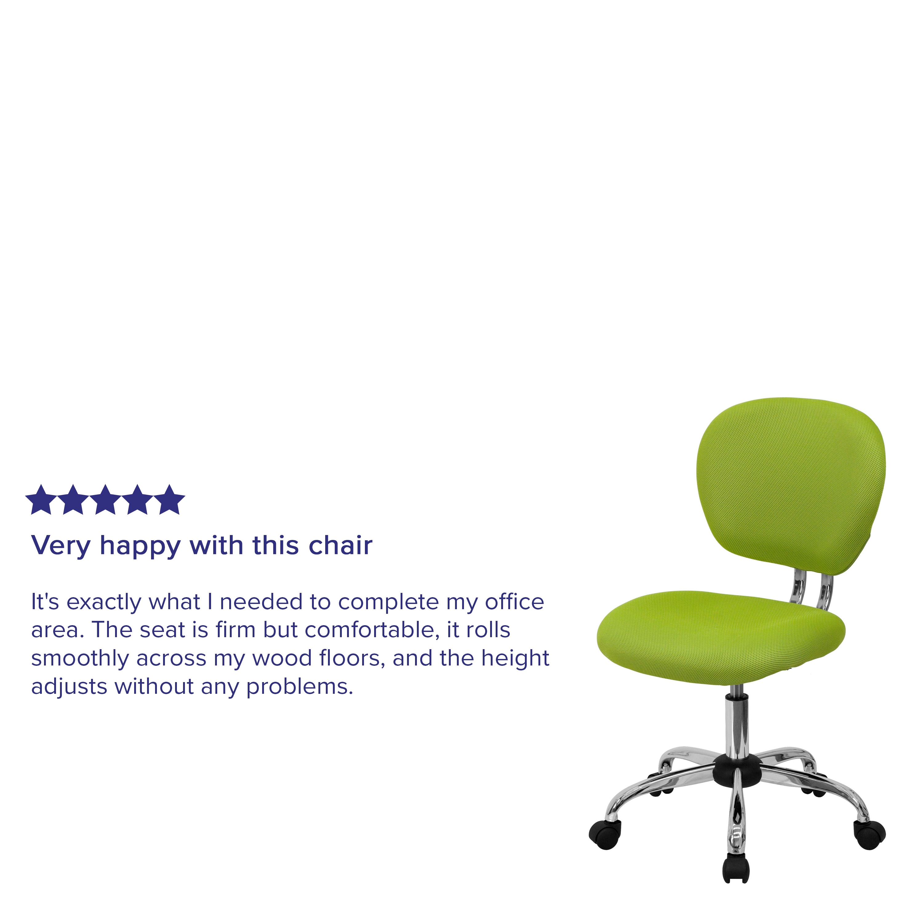 Apple Green Mesh Mid-Back Swivel Task Chair with Chrome Base
