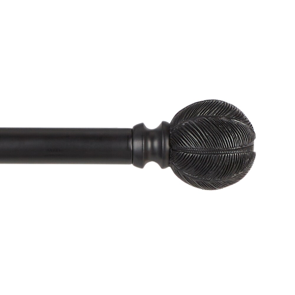 Exclusive Home RD014883DSEHB1 A112 66-in to 120-in Matte Black Iron Single curtain rod with Finials
