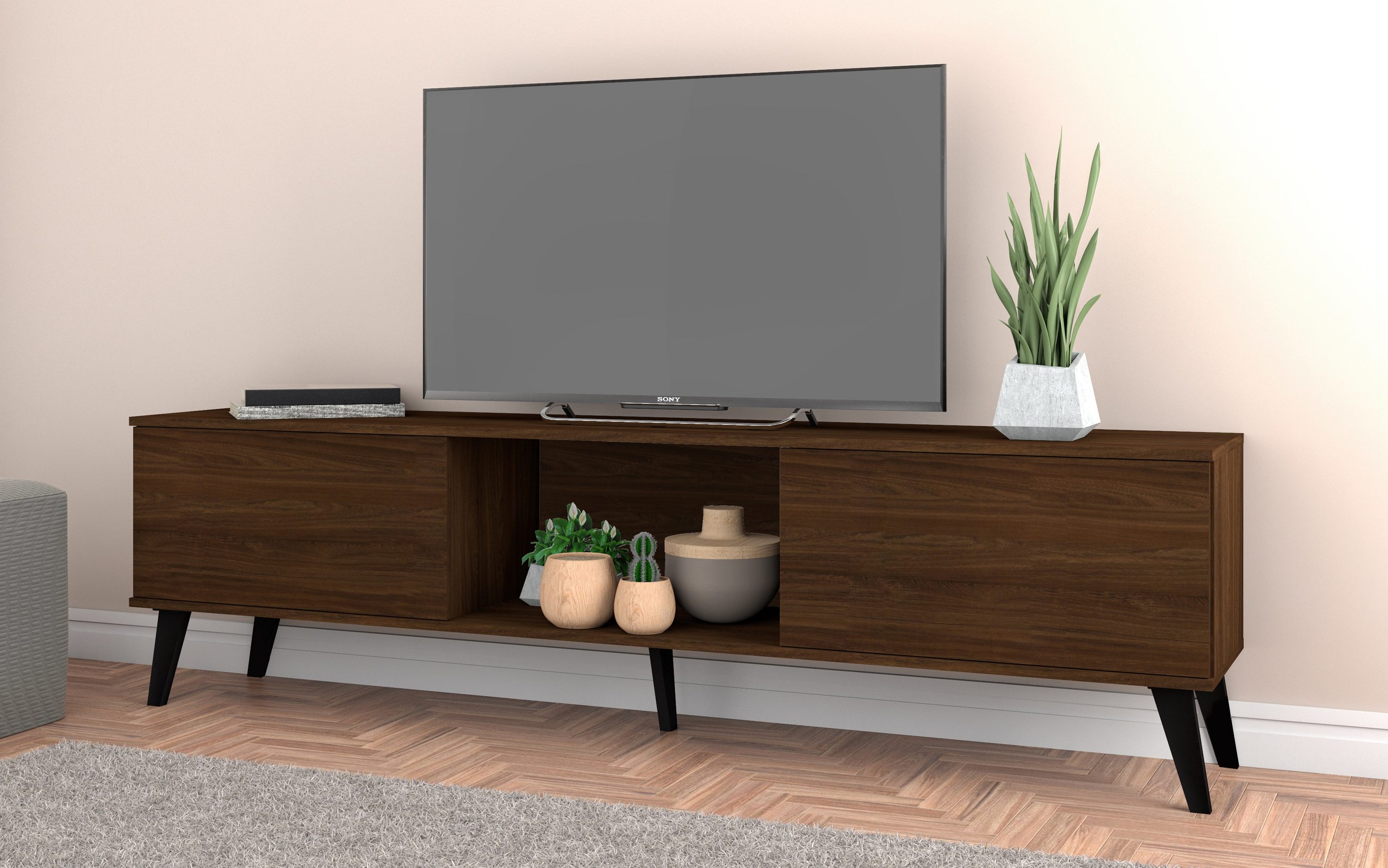 Manhattan Comfort 176AMC174 Doyers Modern/Contemporary Nut Brown TV stand ( Accommodates TVs up to 75-in )