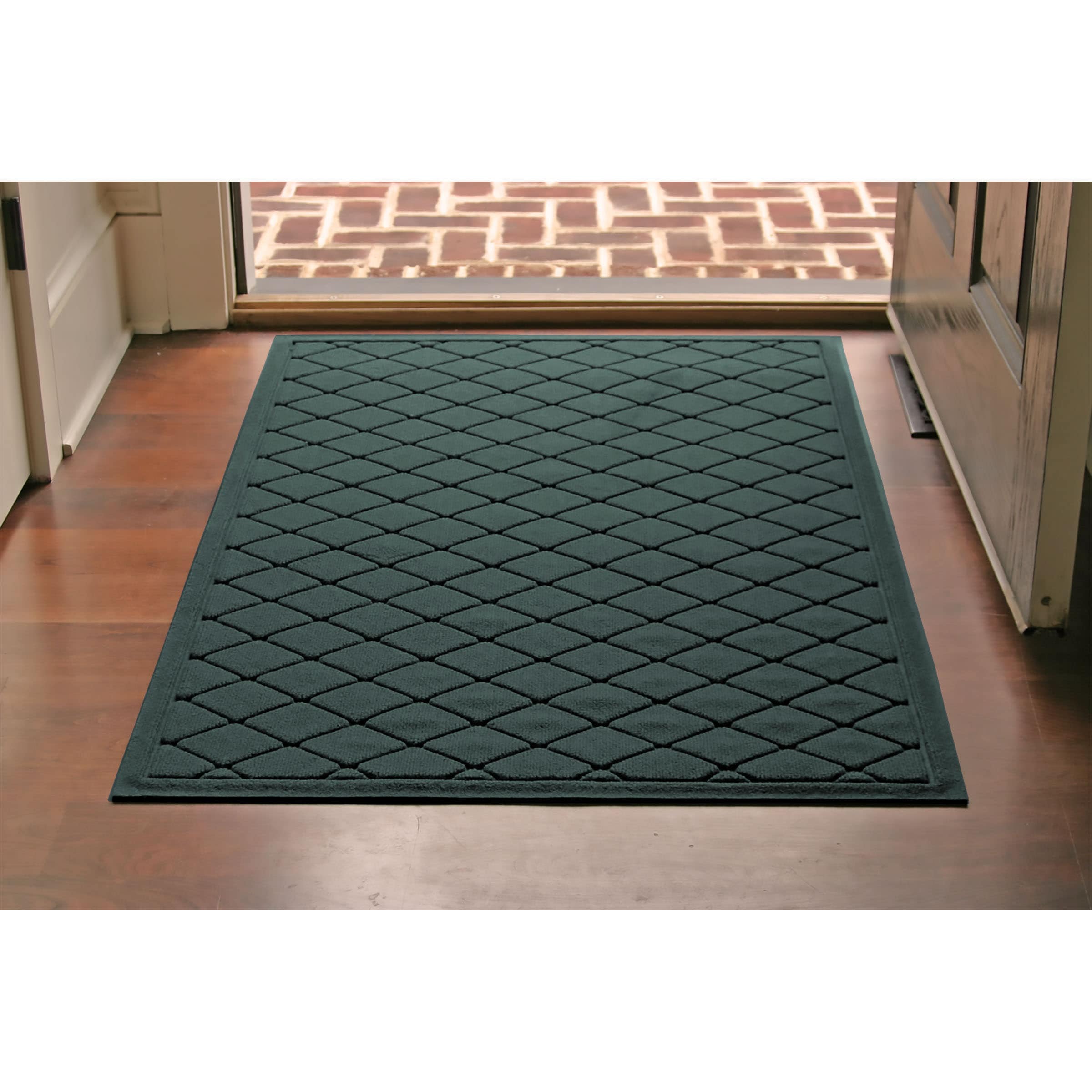 WaterHog 20377590035 3-ft x 5-ft Evergreen Polyester Rectangular Indoor or outdoor Decorative Door mat